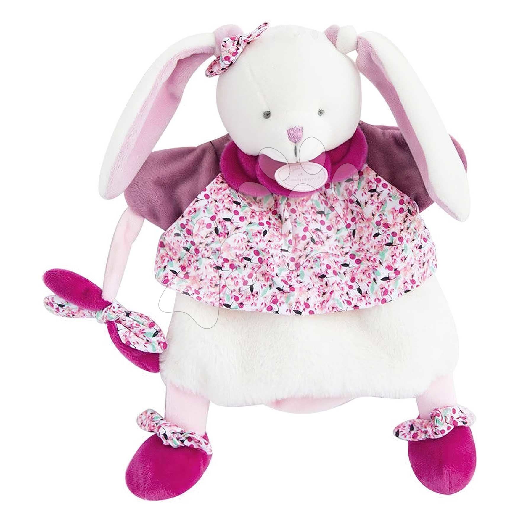 Plyšový zajačik na bábkové divadlo Bunny Hand Puppet Doudou et Compagnie ružový 28 cm od 0 mes