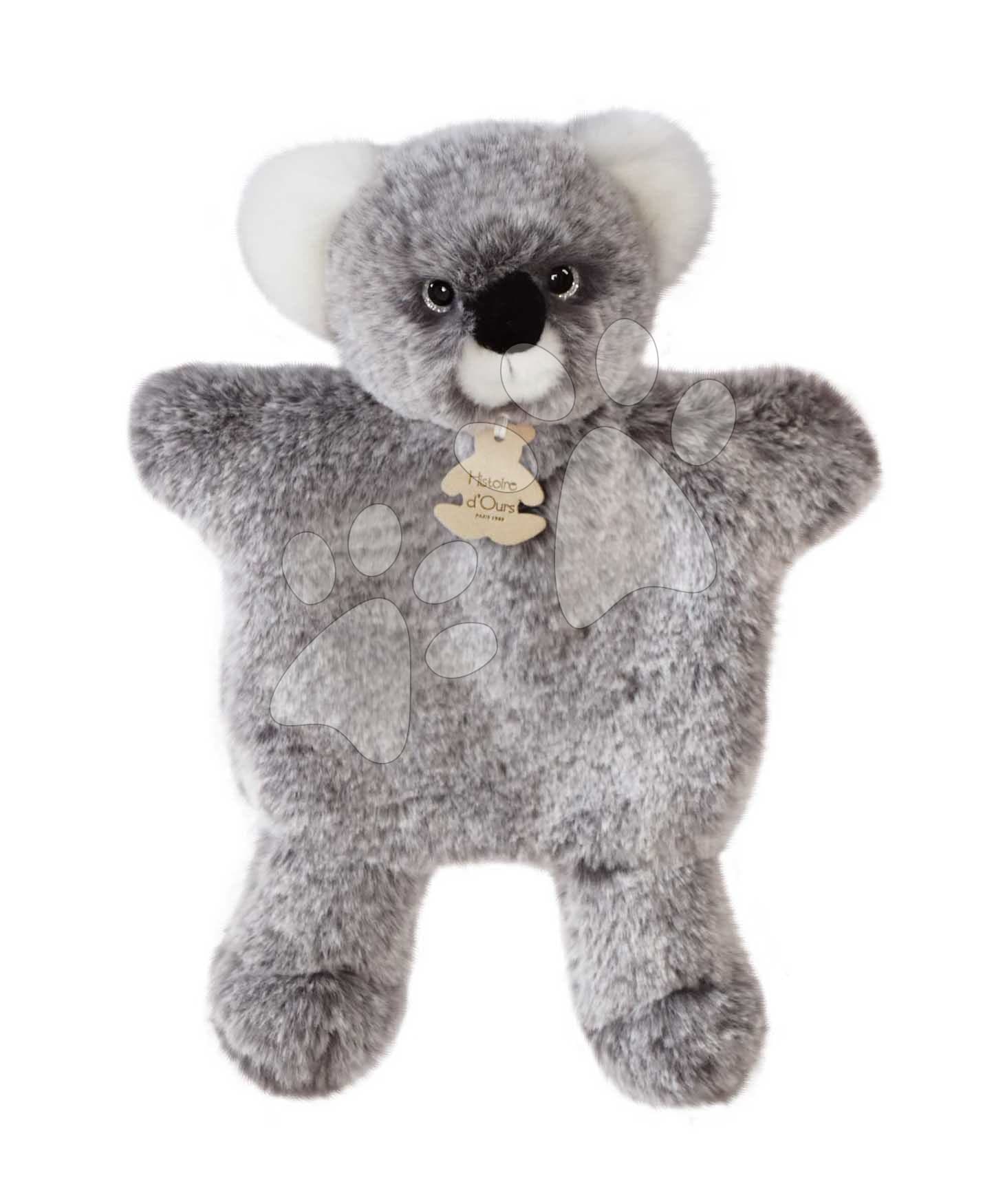 Plyšová koala na bábkové divadlo Koala Puppet Sweety Mousse Histoire d’ Ours sivá 25 cm od 0 mes