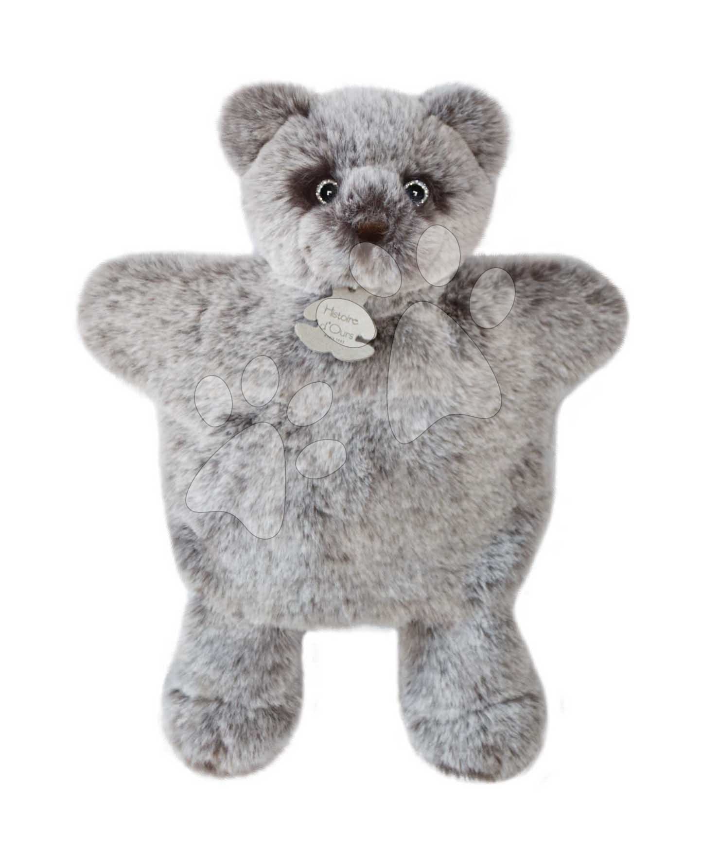 Plyšový medvedík na bábkové divadlo Bear Puppet Sweety Mousse Histoire d’ Ours sivý 25 cm od 0 mes