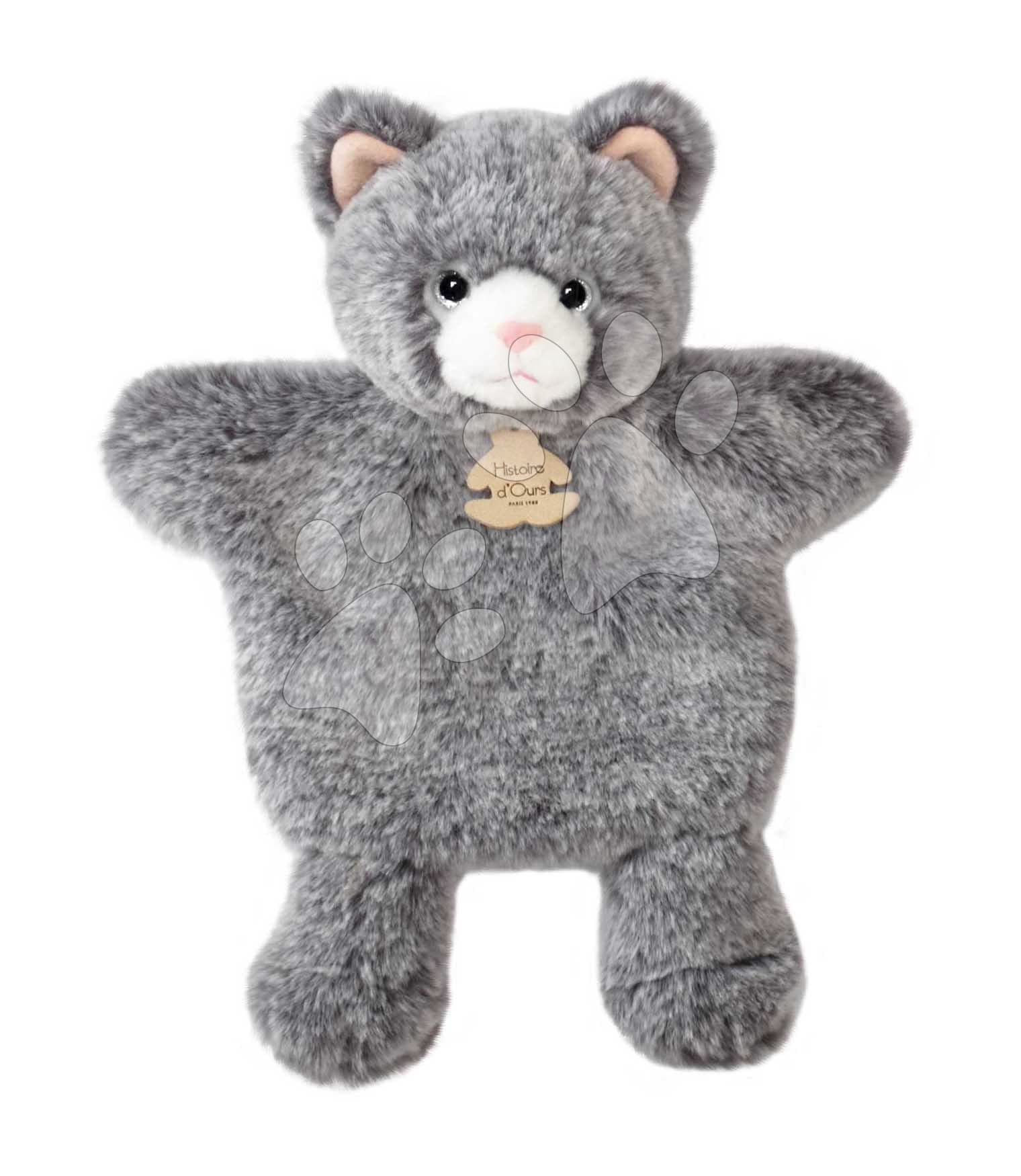 Plyšová mačička na bábkové divadlo Cat Puppet Sweety Mousse Histoire d’ Ours sivá 25 cm od 0 mes 1