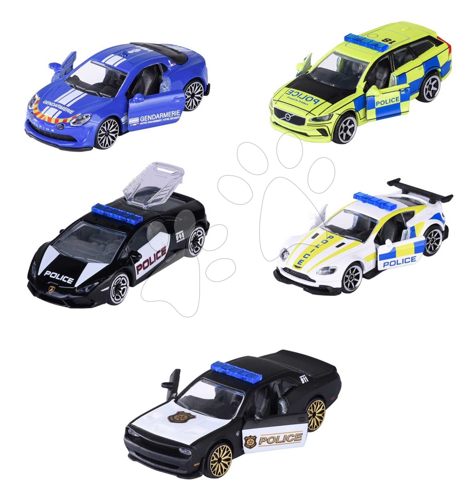 Autíčka záchranárske Rescue World 5 Pieces Majorette kovové sada 5 druhov v darčekovom balení dĺžka 7,5 cm 1:64 cm 1