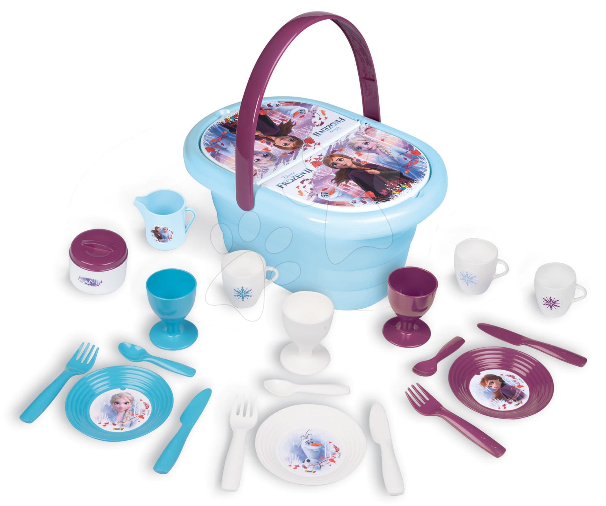 Košík s obedovou súpravou a pohármi Frozen 2 Disney Smoby s 21 doplnkami 1