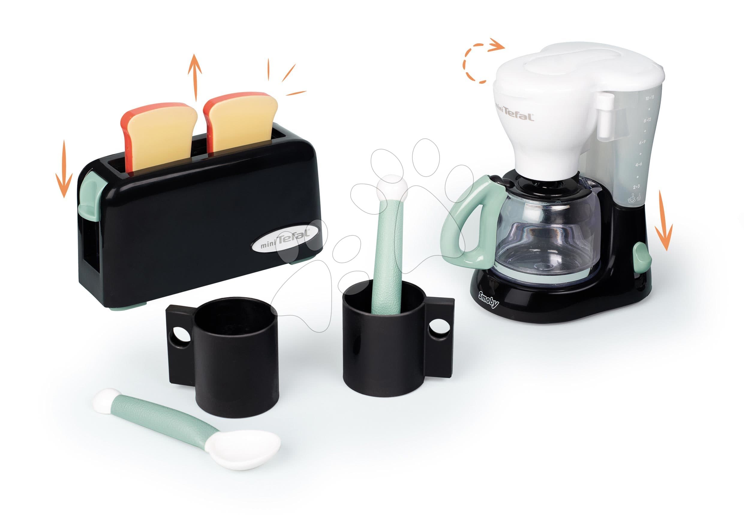 Raňajkový set s toasterom Tefal Breakfast Set Smoby s kávovarom a šálky s lyžičkami 1