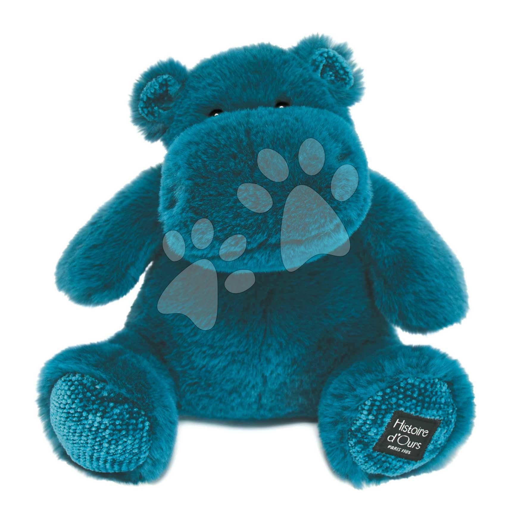 Plyšový hrošík Hip'Pop Histoire d’ Ours modrý 25 cm od 0 mes 1