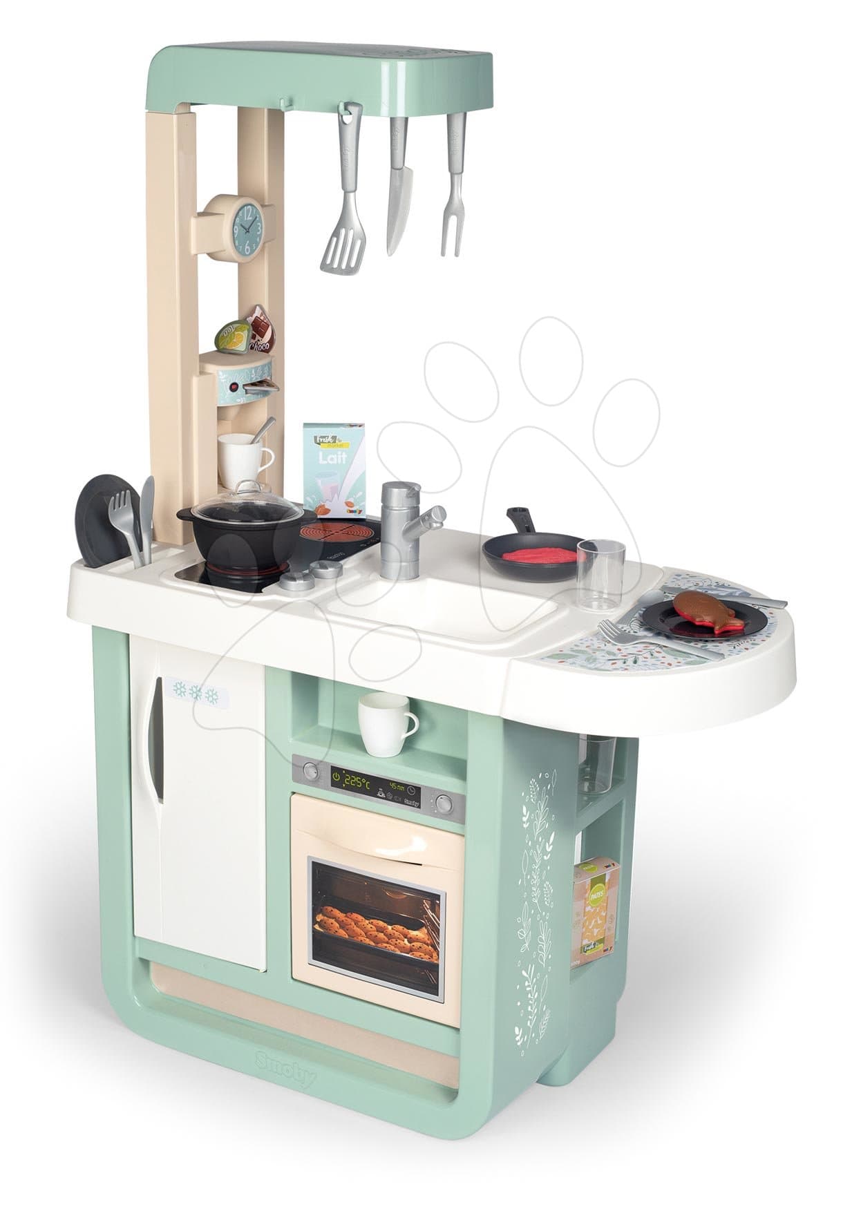 Kuchynka so zvukmi Cherry Kitchen Green Smoby s jedálenským stolom rúrou a chladnička s 25 doplnkami 1