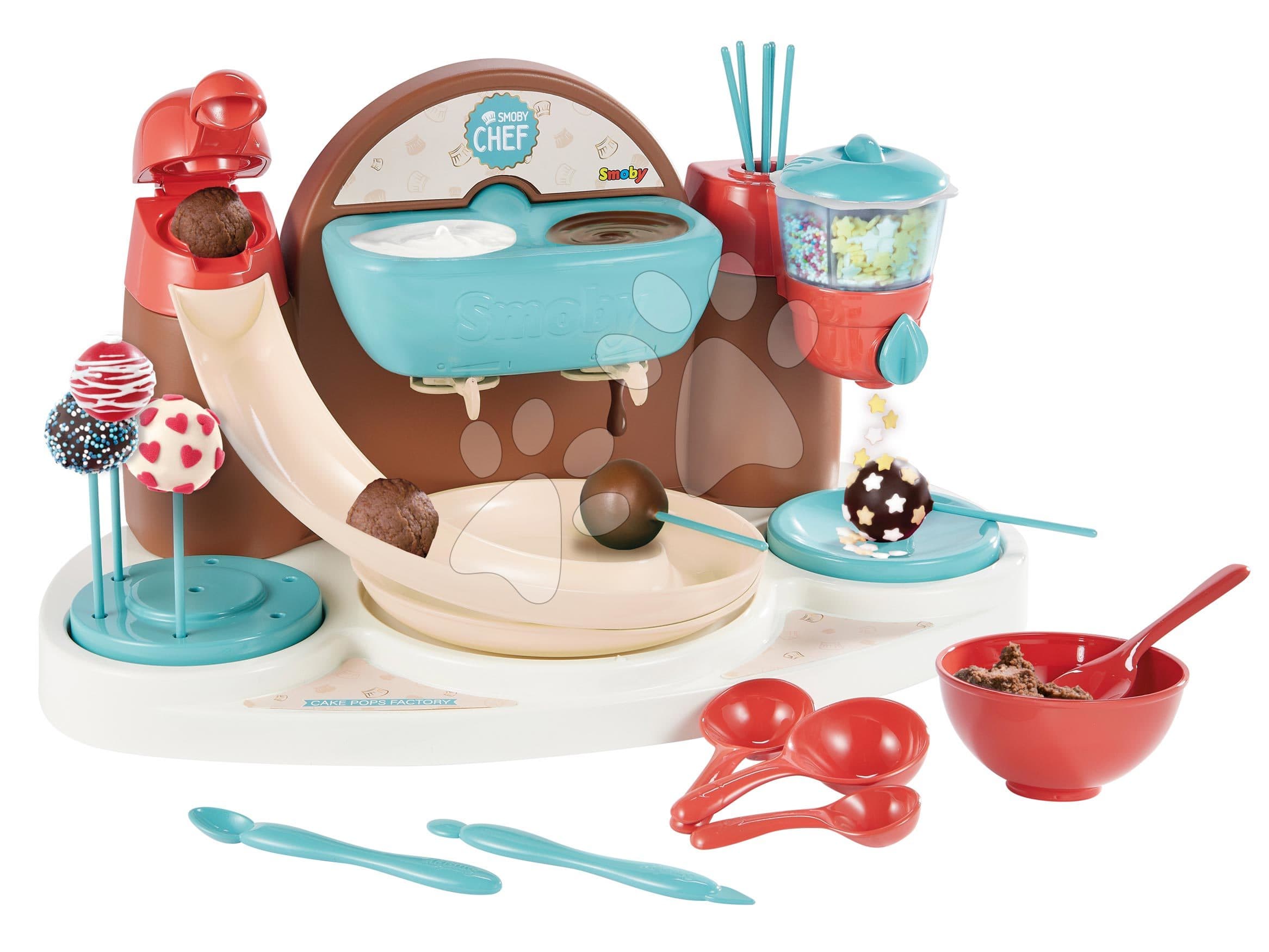 Hravá kuchárka s receptami a formami Chef Cake Pops Factory Smoby na výrobu lízaniek a čokoládových bonbónov s doplnkami od 5 rokov 1