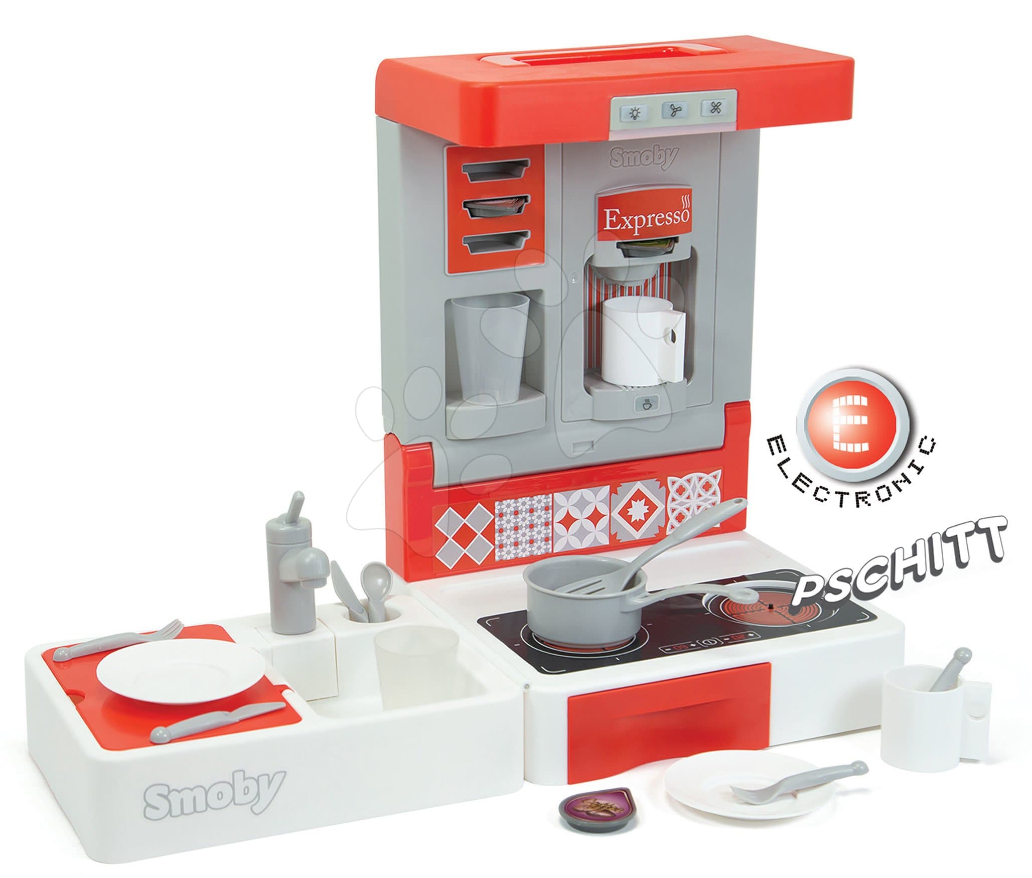 Kuchynka na cesty Cook&Go Red Smoby skladacia elektronická so zvukom funkciami a 17 doplnkov 1
