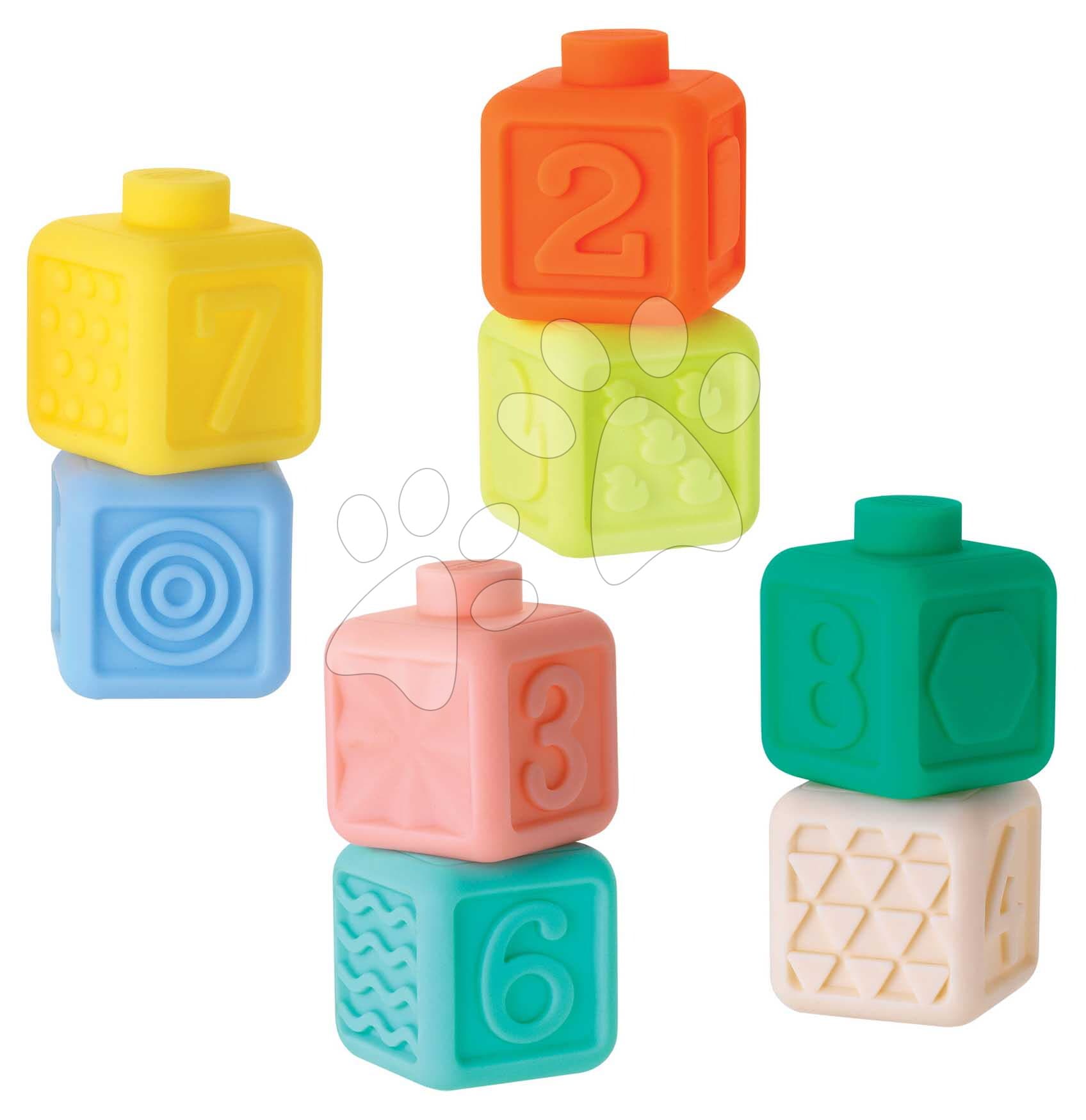 Kocky Super Soft Squeeze & Stack Block Set Infantino 8 mäkkých kociek od 6 mes 1