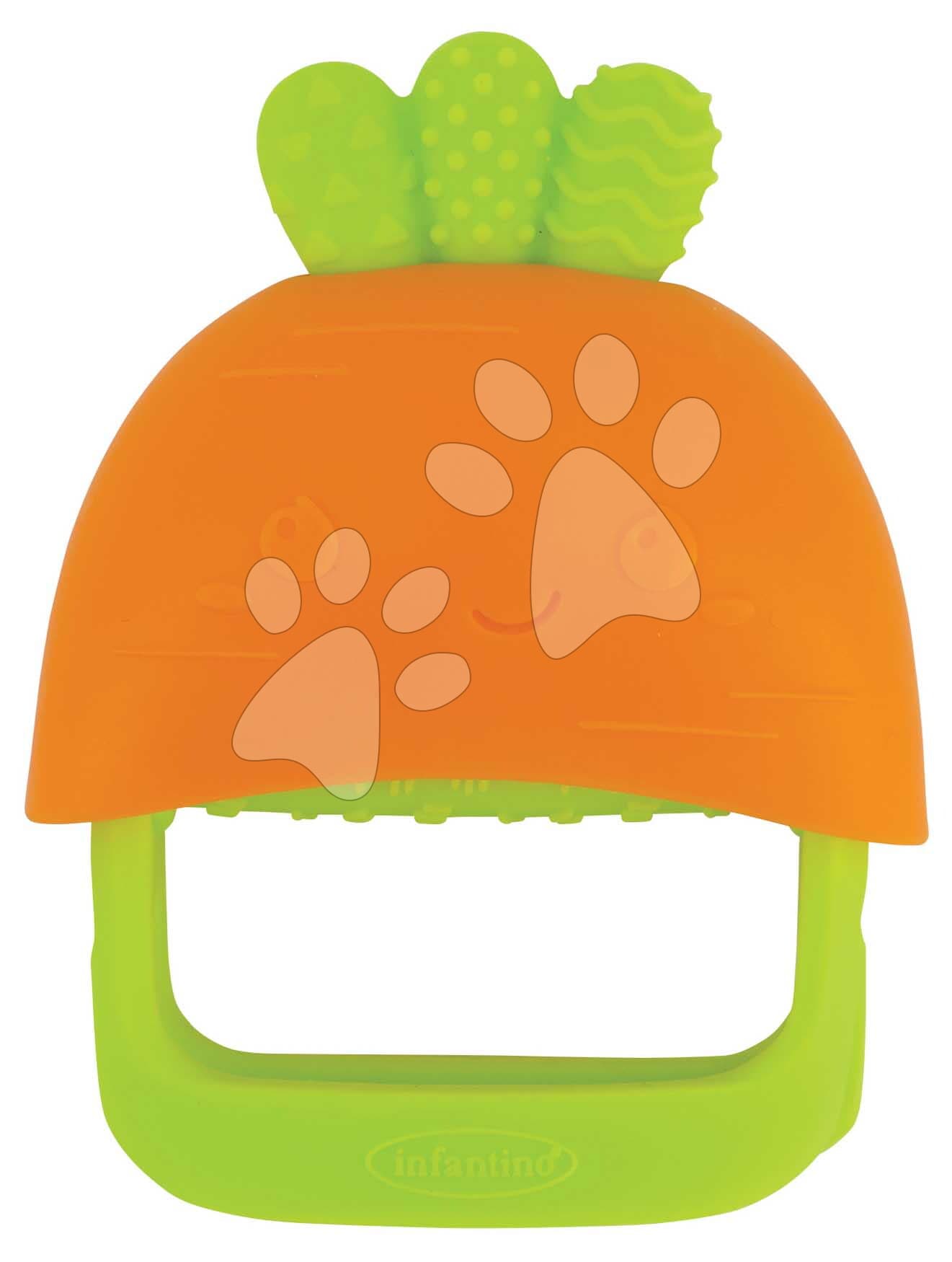 Hryzátko Handy Dandy Teething Mitt Carrot Silicone Infantino silikónové od 0 mes 1