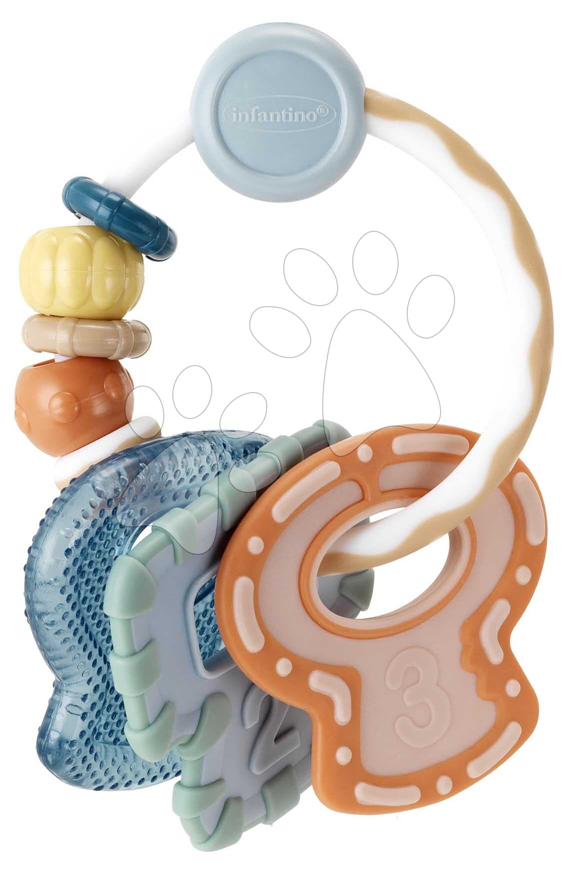Hrkálka s hryzátkami Kľúče Cool & Chew Teether Keys Muted Color Infantino vhodná do chladničky od 0 mes 1