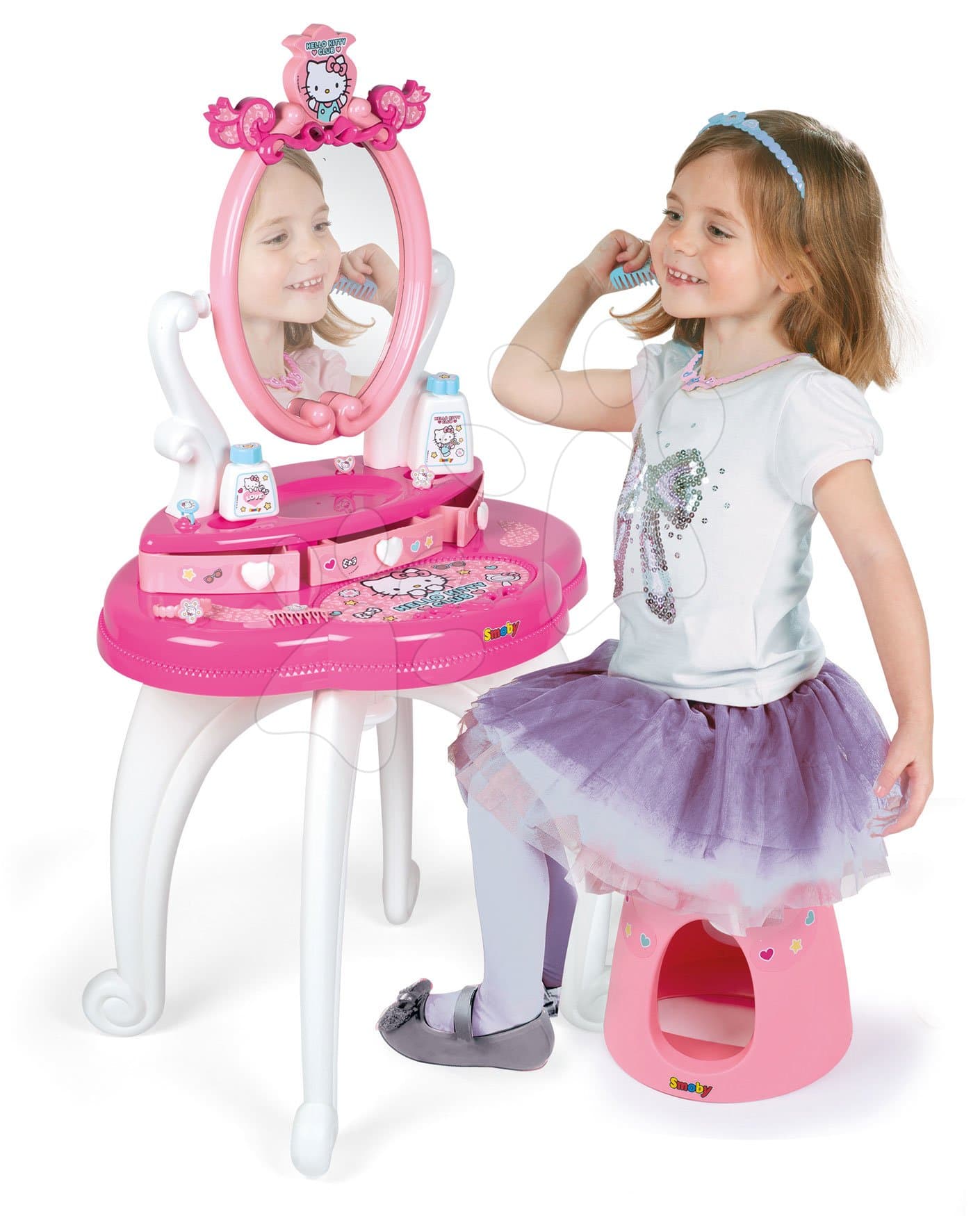 Kozmetický stolík so stoličkou Hello Kitty Smoby a 10 doplnkov 1