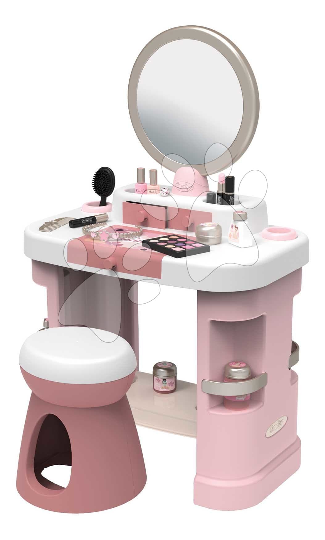 Kozmetický stolík s nastaviteľným zrkadlom My Beauty Dressing Table Smoby so stoličkou a 15 skrášľujúcimi doplnkami