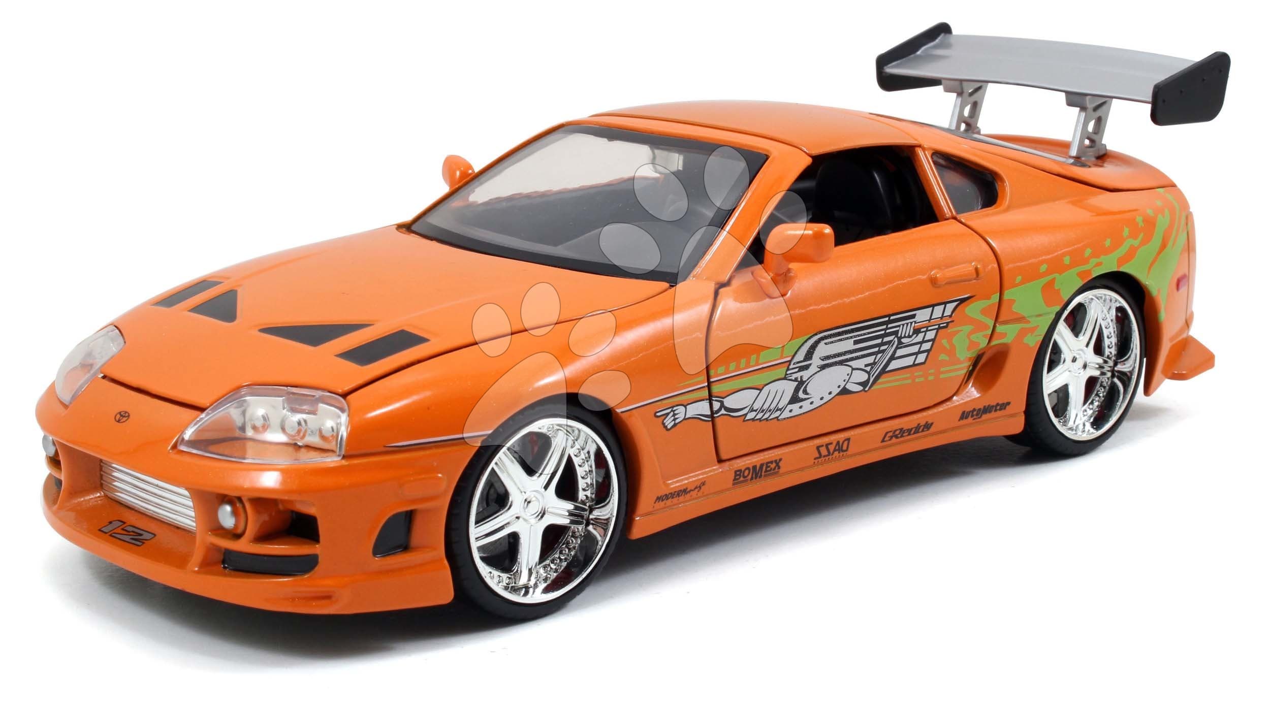 Autíčko Toyota Supra 1995 Fast & Furious Jada kovové s otvárateľnými dverami dĺžka 21 cm 1:24