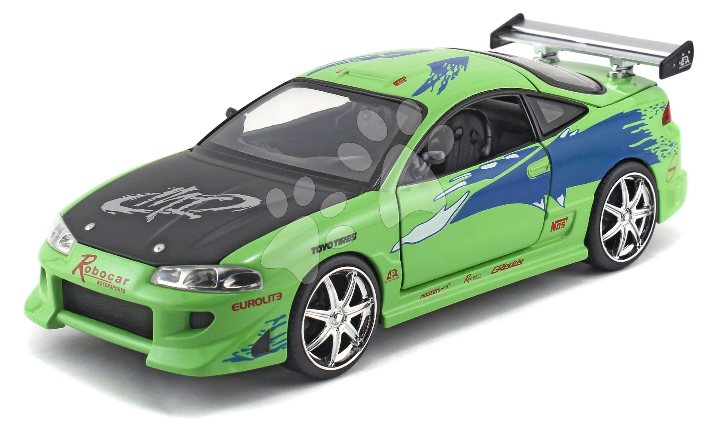 Autíčko Mitsubishi Eclipse 1995 Fast & Furious Jada kovové s otvárateľnými dverami dĺžka 20 cm 1:24 1