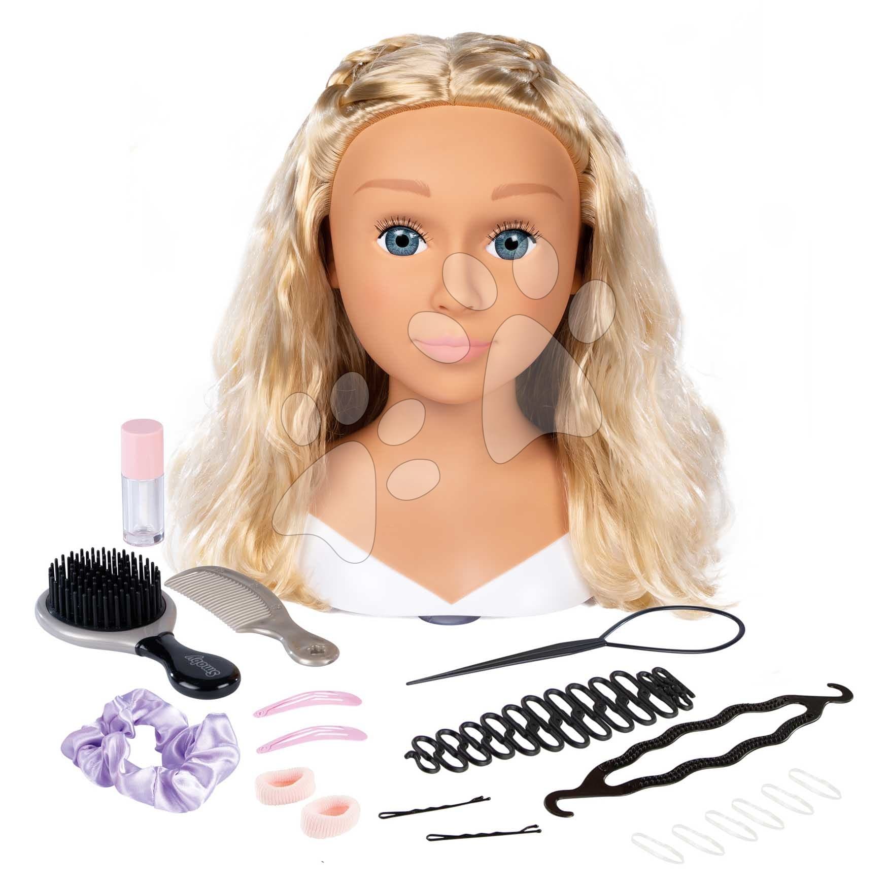 Česacia hlava pre kaderníčku s blond vlasmi My Beauty Blonde Styling Head Smoby vytváranie účesov s 19 doplnkami