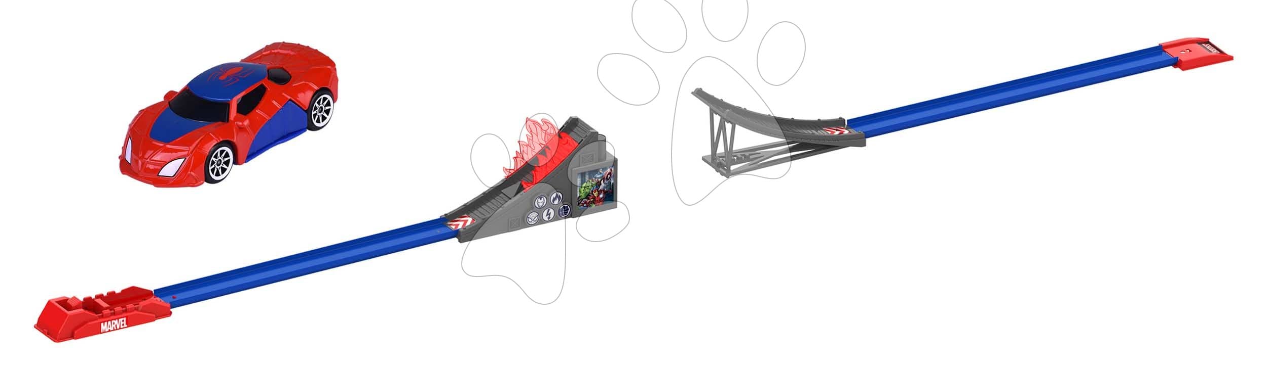 Skákací most Bridge Jumper Marvel Majorette dĺžka 150 cm s kovovým autíčkom Spiderman 1:64