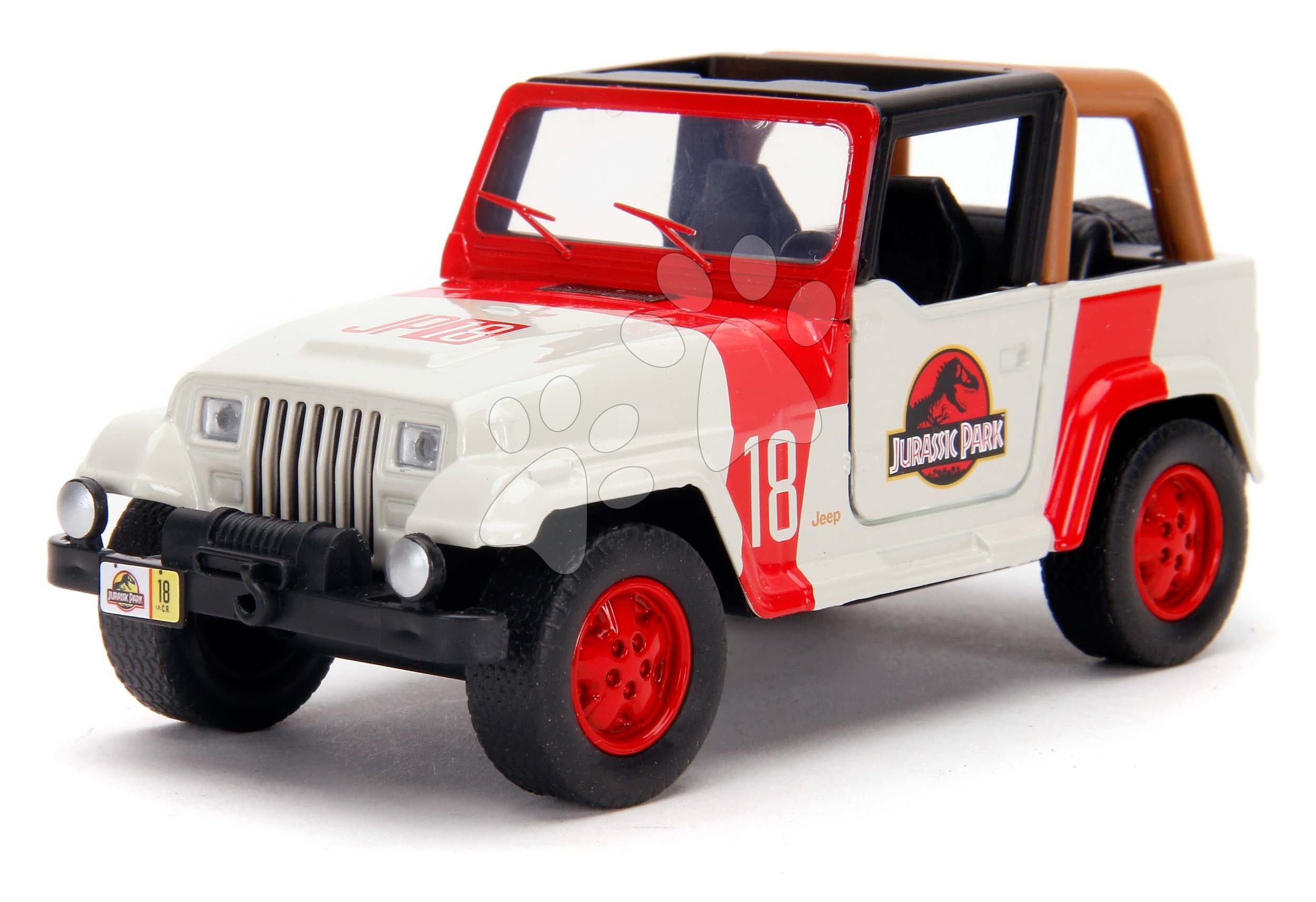 Autíčko Jeep Wrangler Jurassic World Jada kovové s otvárateľnými dverami dĺžka 10,2 cm 1:32 1