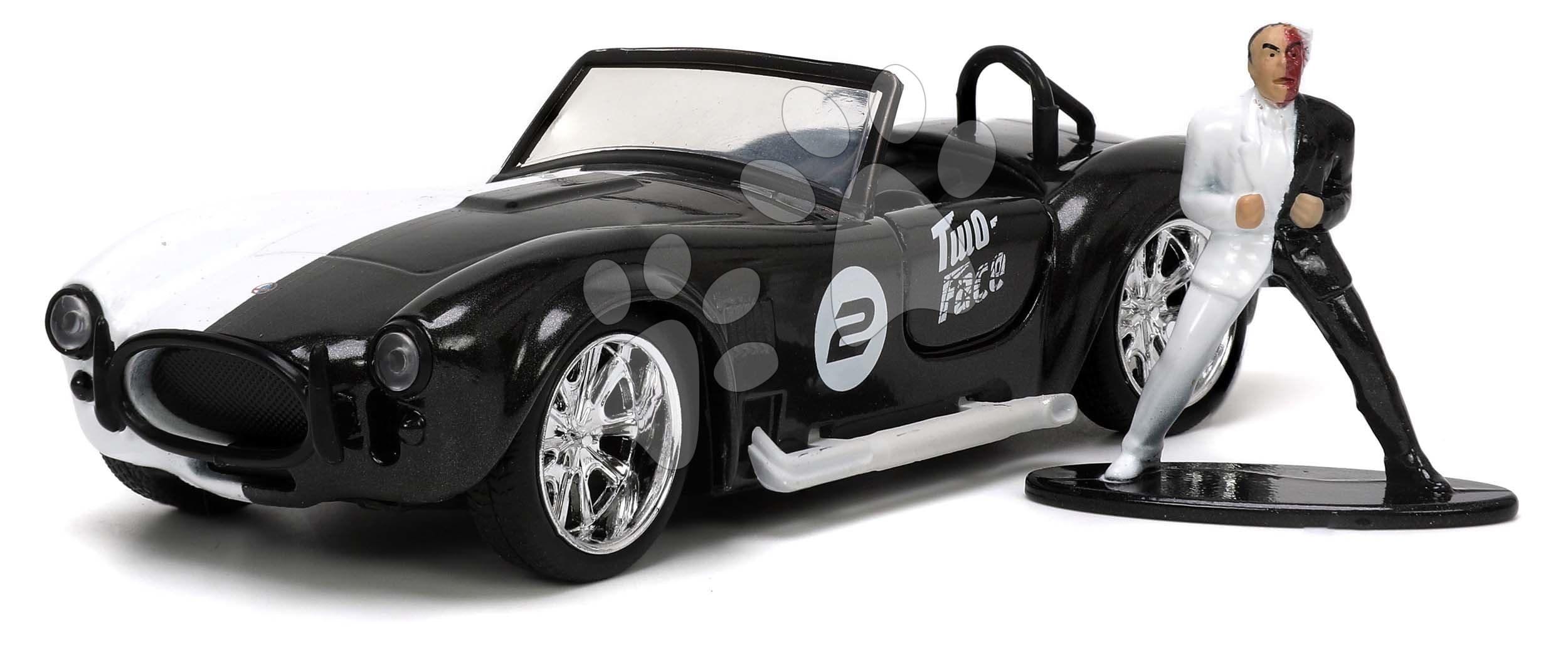 Autíčko DC 1965 Shelby Cobra 427 Jada kovové s otvárateľnými dverami a figúrkou Two Face dĺžka 13 cm 1:32 1