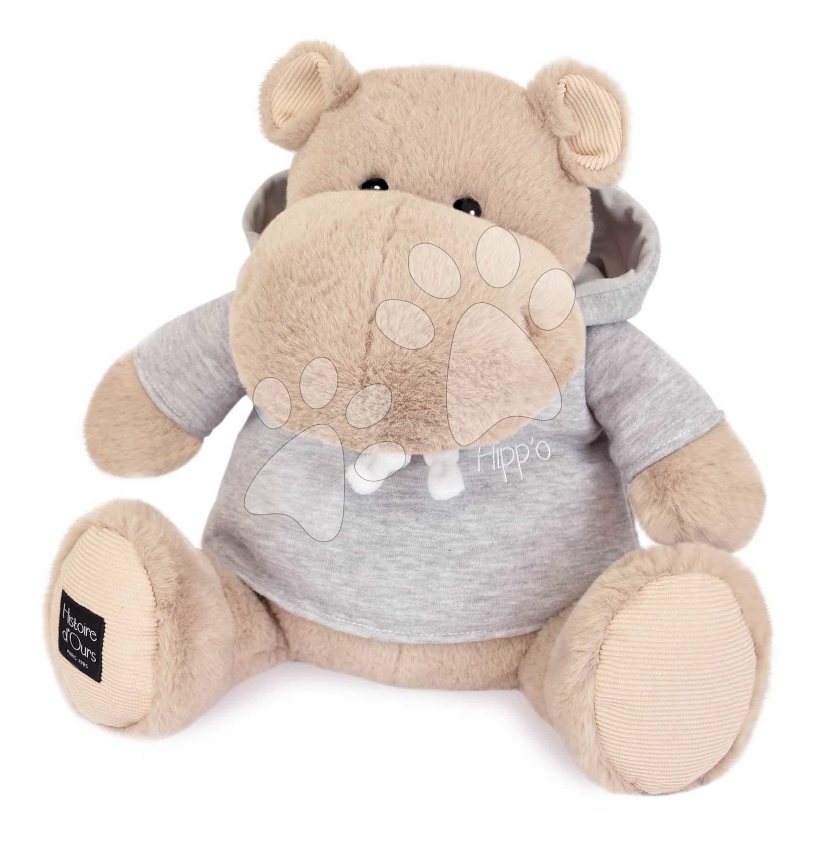 Plyšový hrošík L'Hippo Histoire d’ Ours béžový so sivou mikinou 45 cm od 0 mes