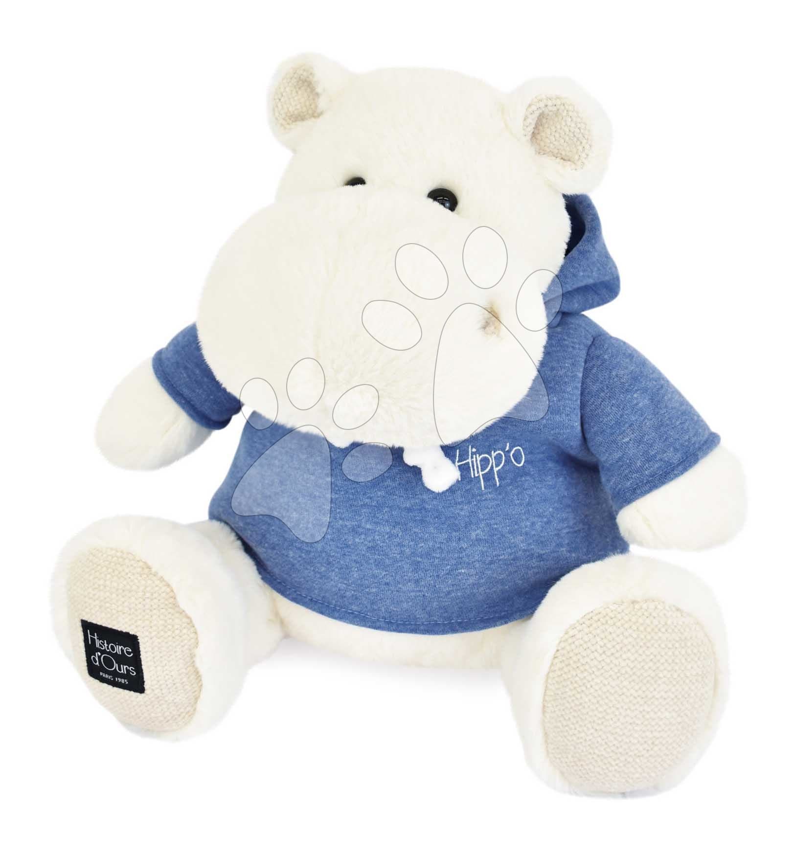 Plyšový hrošík L'Hippo Histoire d’ Ours biely s modrou mikinou 45 cm od 0 mes