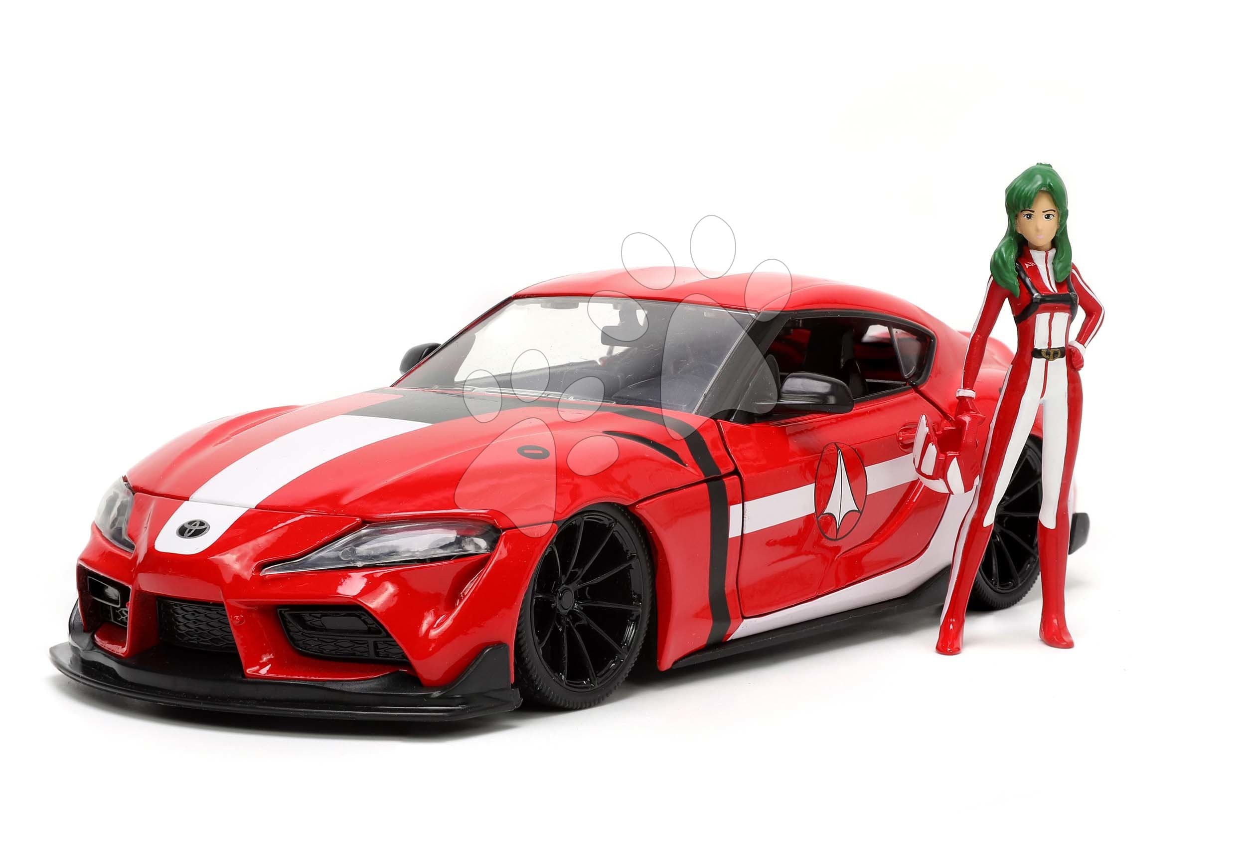 Autíčko Robotech ´20 Toyota Supra Jada kovové s otvárateľnými časťami a figúrkou Miriya Sterling dĺžka 20 cm 1:24 1