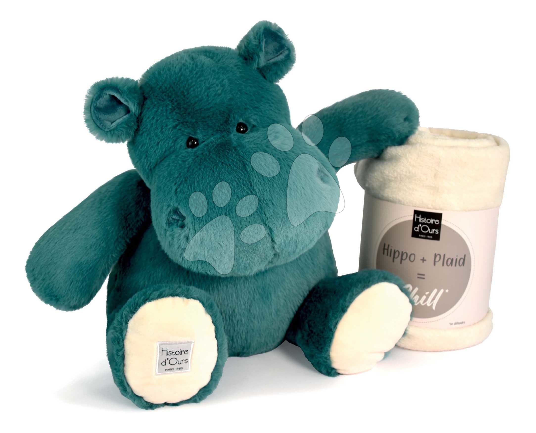Plyšový hroch s dekou Emerald Green Hippo Chill Histoire d’ Ours zelený 45 cm od 0 mes