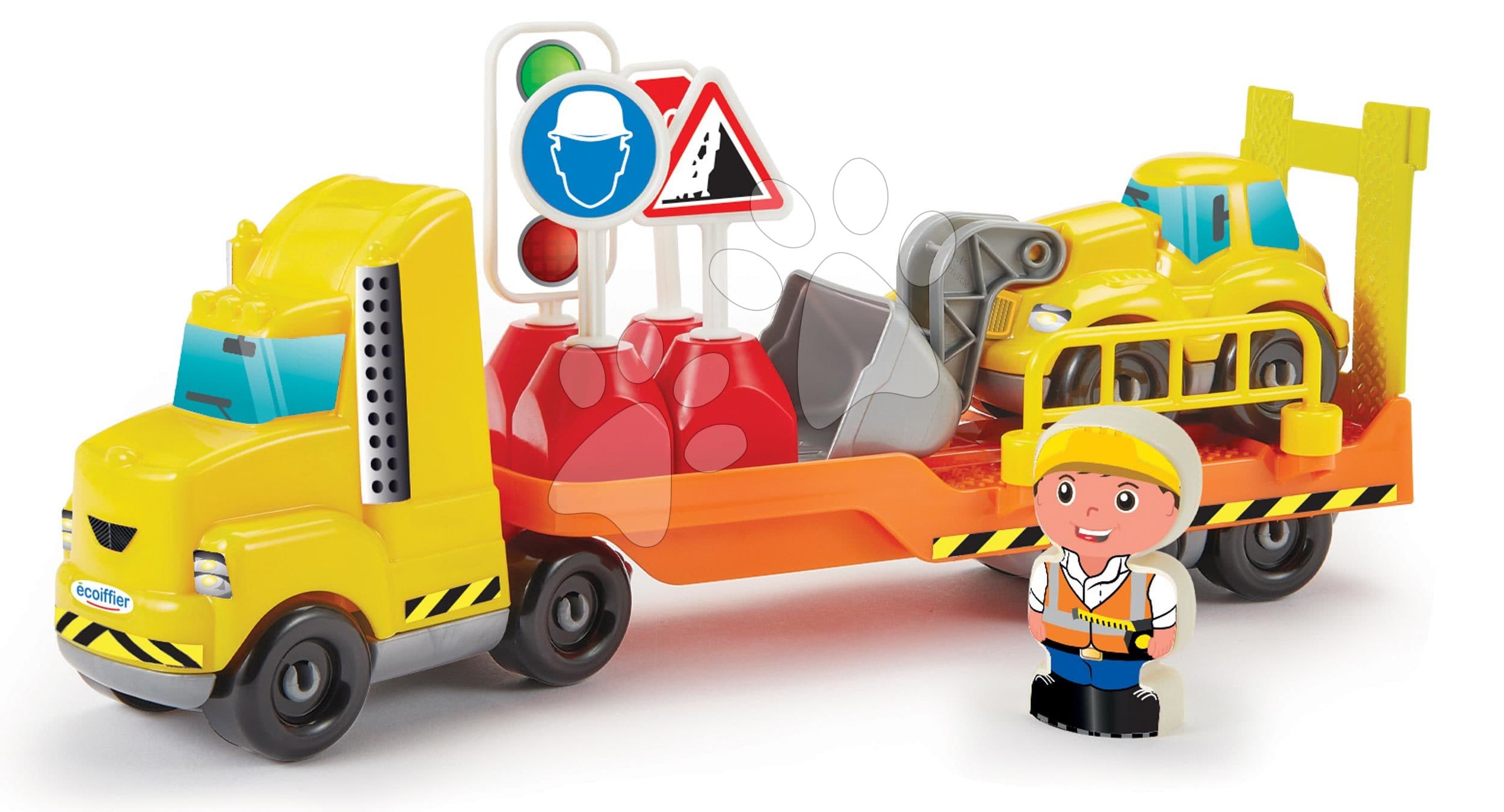 Stavebnica auto stavbári Abrick Building Site Truck Écoiffier s postavičkou a 2 vozidlami od 18 mes 1