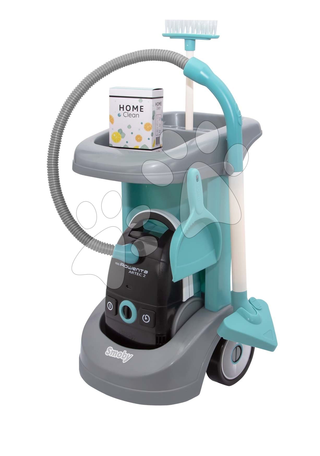 Upratovací vozík Rowenta Cleaning Trolley Smoby s elektronickým vysávačom a 3 doplnkami