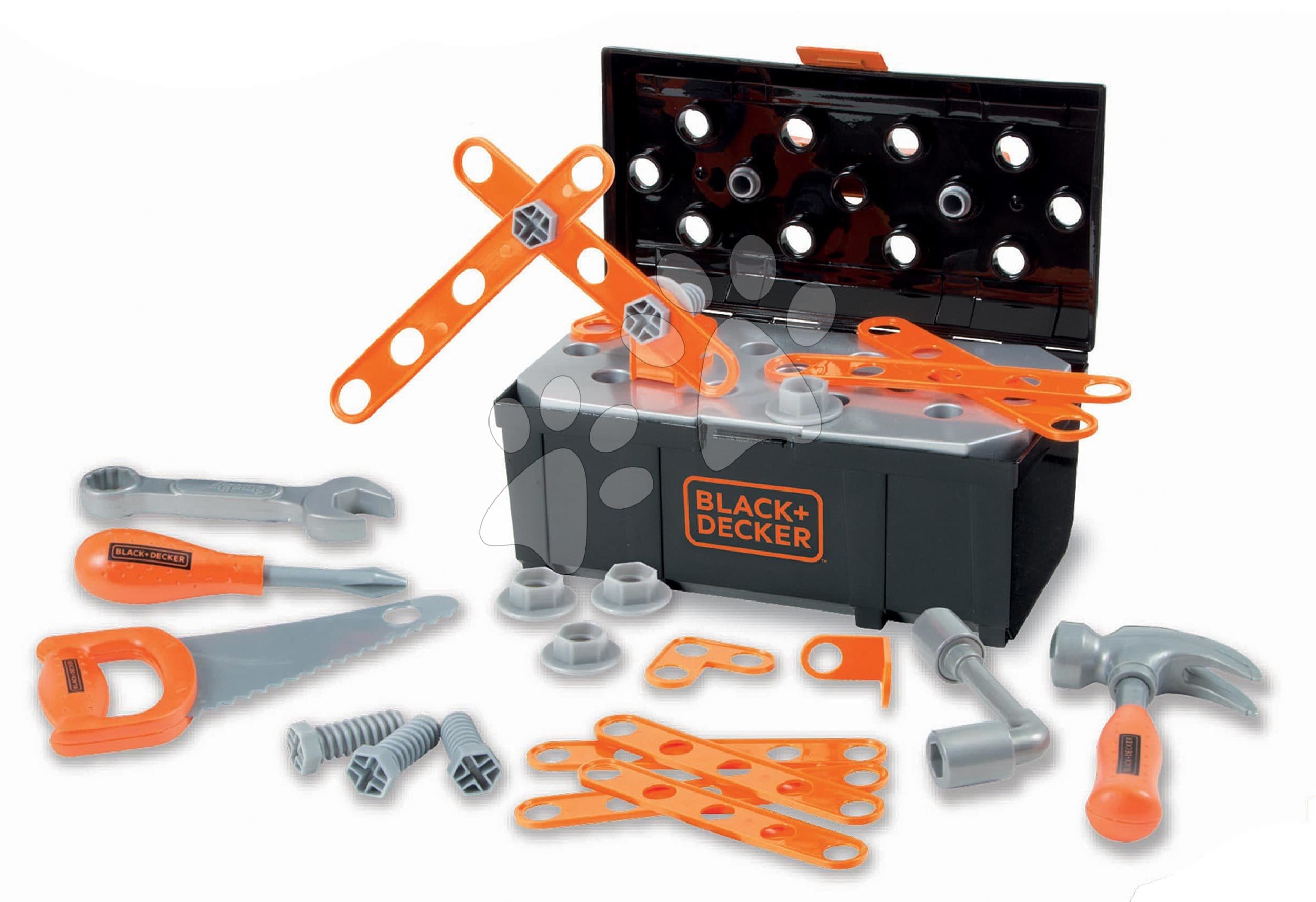 Kufrík s pracovným náradím Black&Decker DIY Tools Box Smoby montovateľné časti 34 doplnkov 1