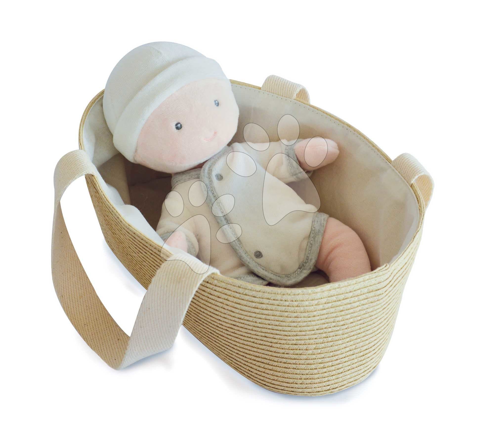Bábika v košíku Pol Poupon Couffin Jolijou modrá z jemného textilu 28 cm 1
