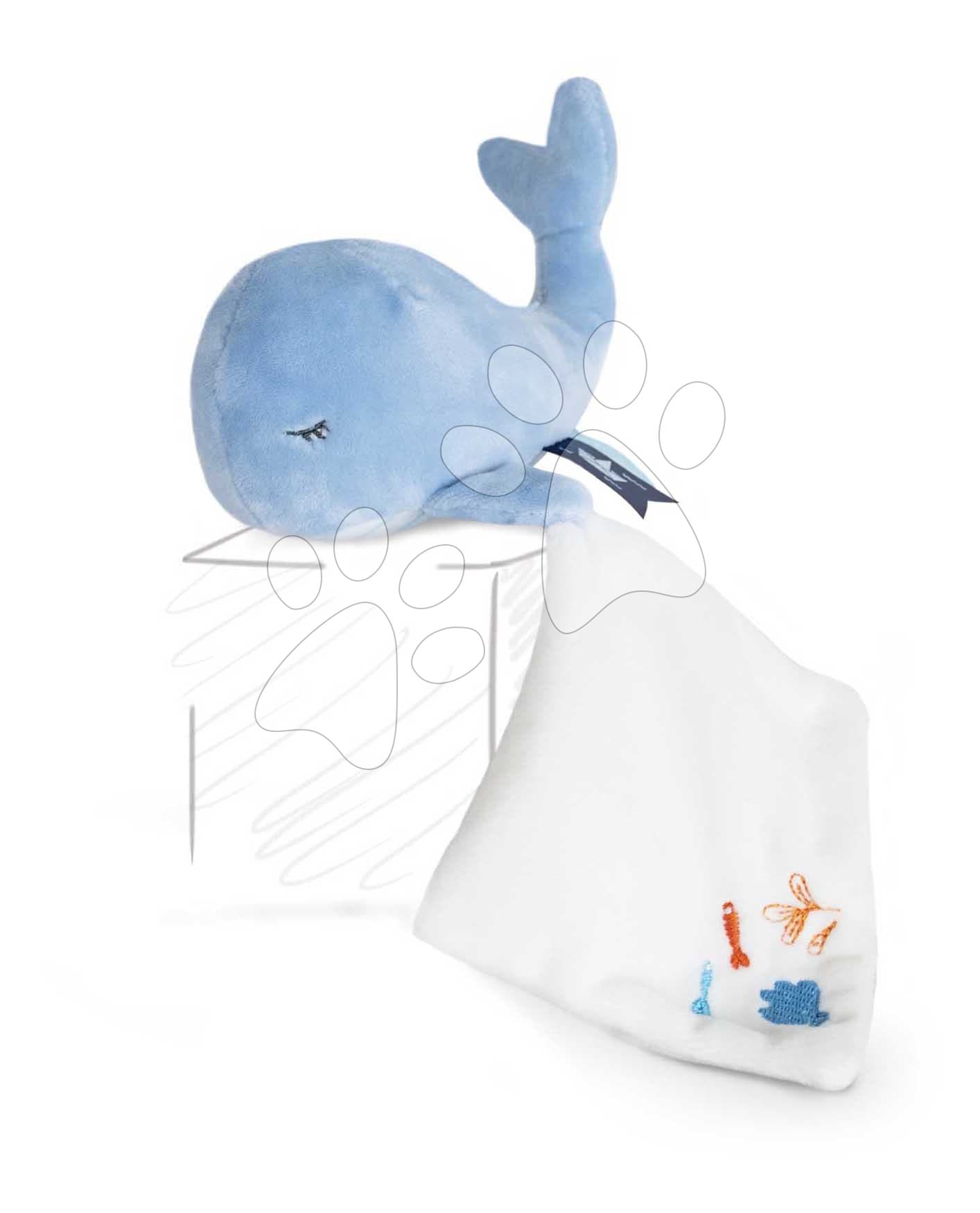 Plyšová veľryba na maznanie Whale Blue Doudou et Compagnie v darčekovom balení modrá 15 cm od 0 mes 1