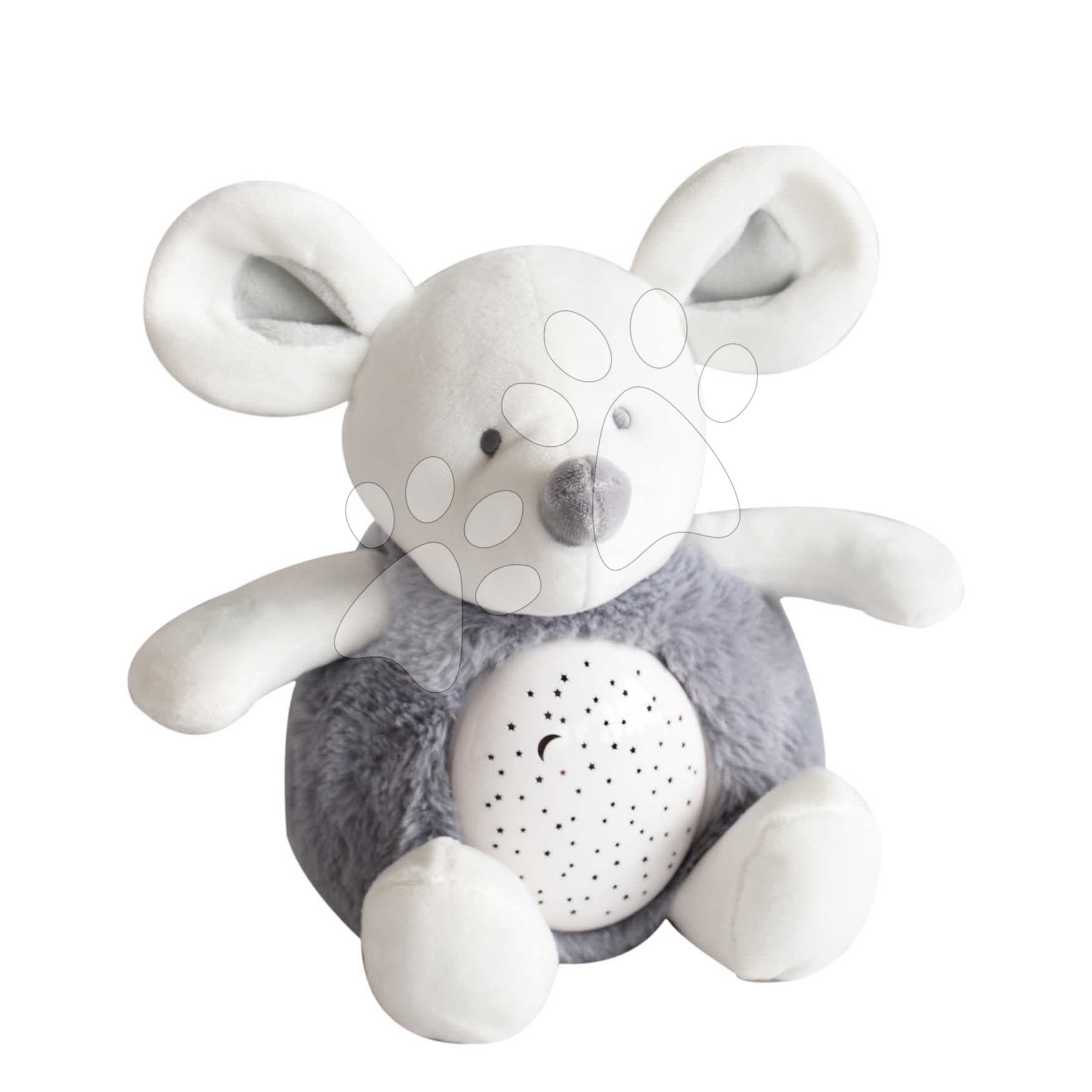Plyšová myška so svetlom a zvukom Mouse Nightlight Doudou et Compagnie sivá 20 cm od 0 mes 1