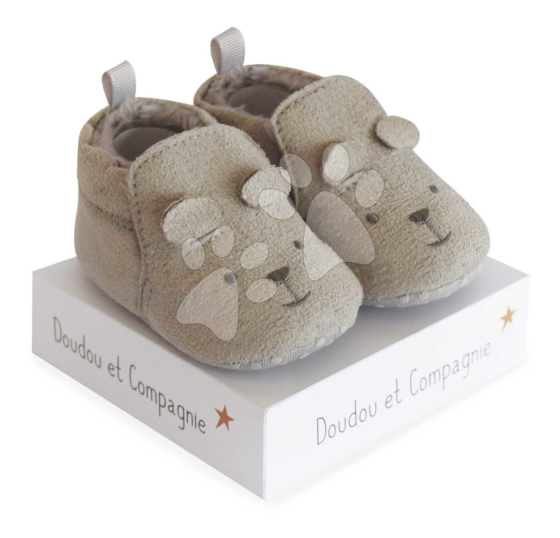 Prvé papučky pre bábätko Baby Socks Grey Doudou et Compagnie v darčekovom balení sivé od 0-6 mes
