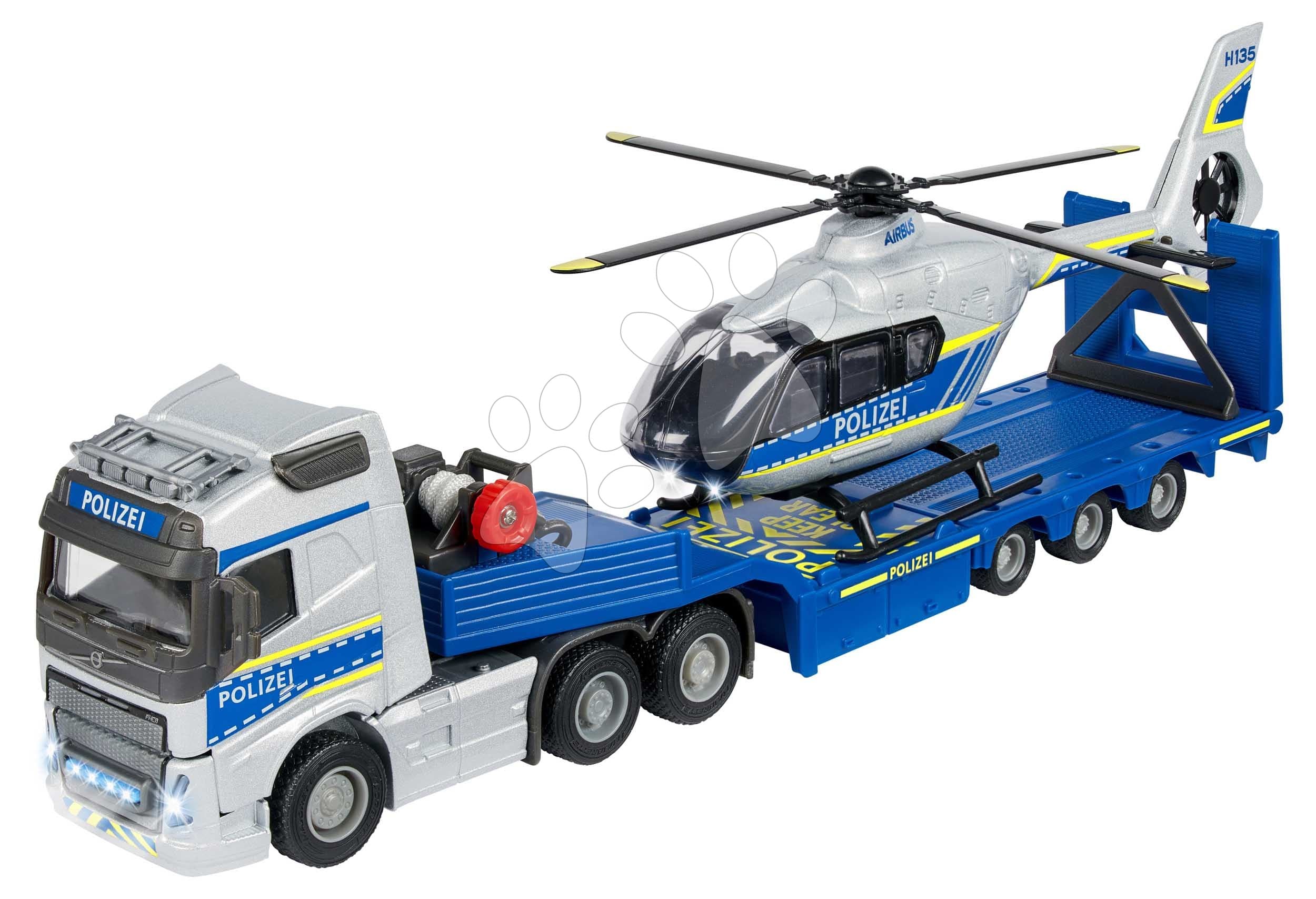 Kamión s policajným vrtuľníkom Volvo Truck Airbus Majorette 35 cm dĺžka 1