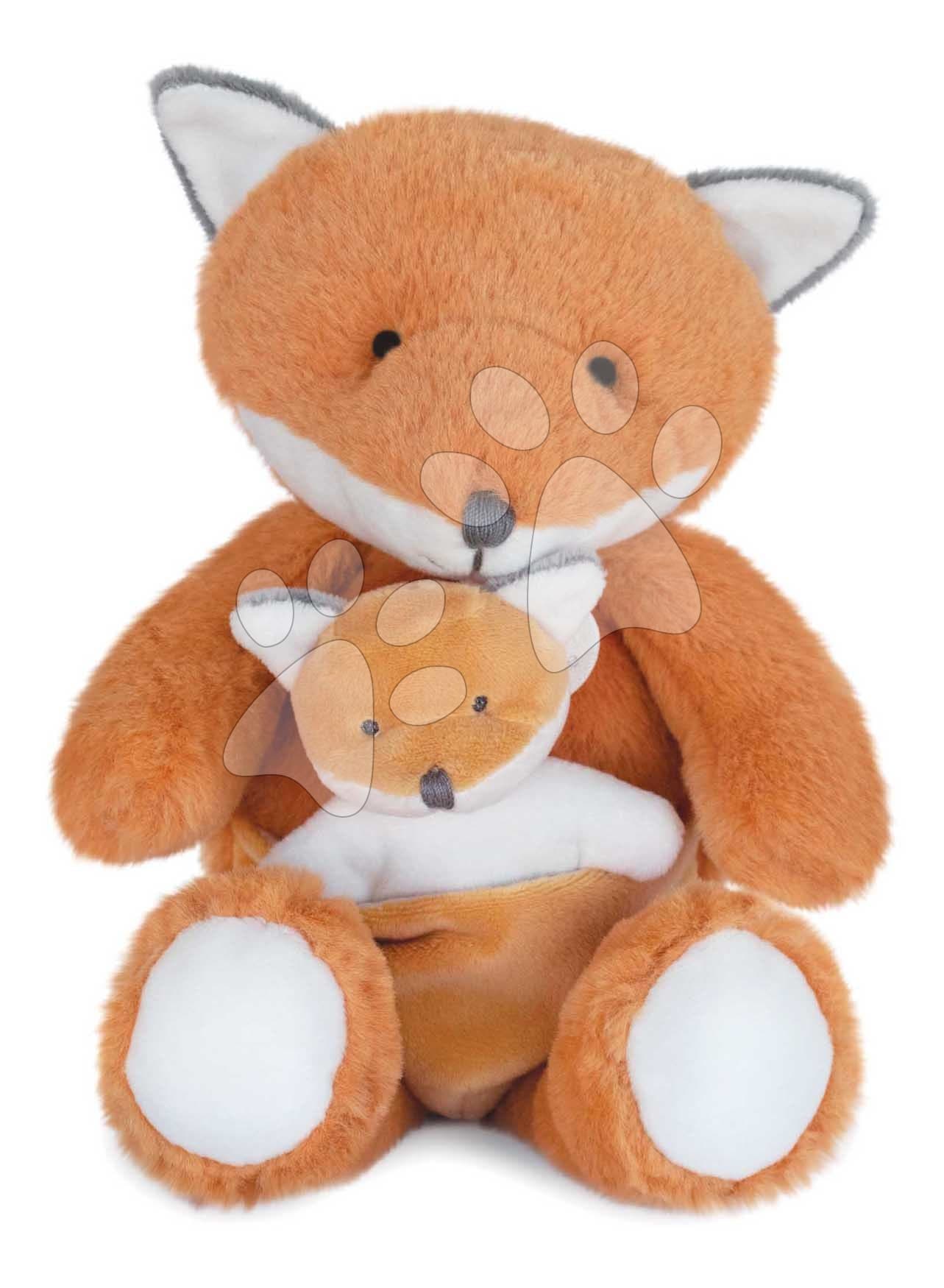 Plyšová líška s mláďatkom Fox Unicef Collection Doudou et Compagnie v darčekovom balení oranžová 25 cm od 0 mes