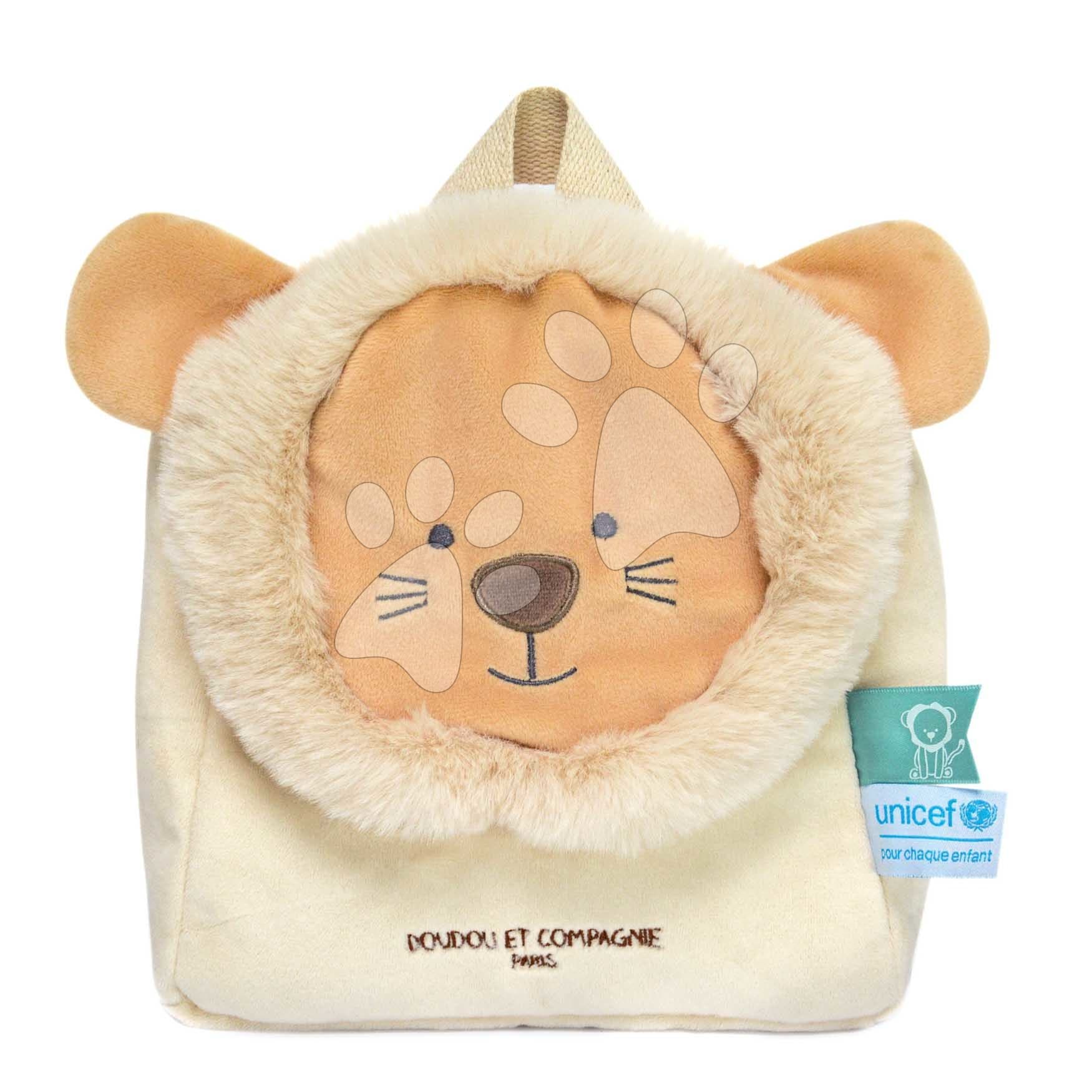 Plyšový batoh Lion Backpack Unicef Collection Doudou et Compagnie béžový od 18 mes 1