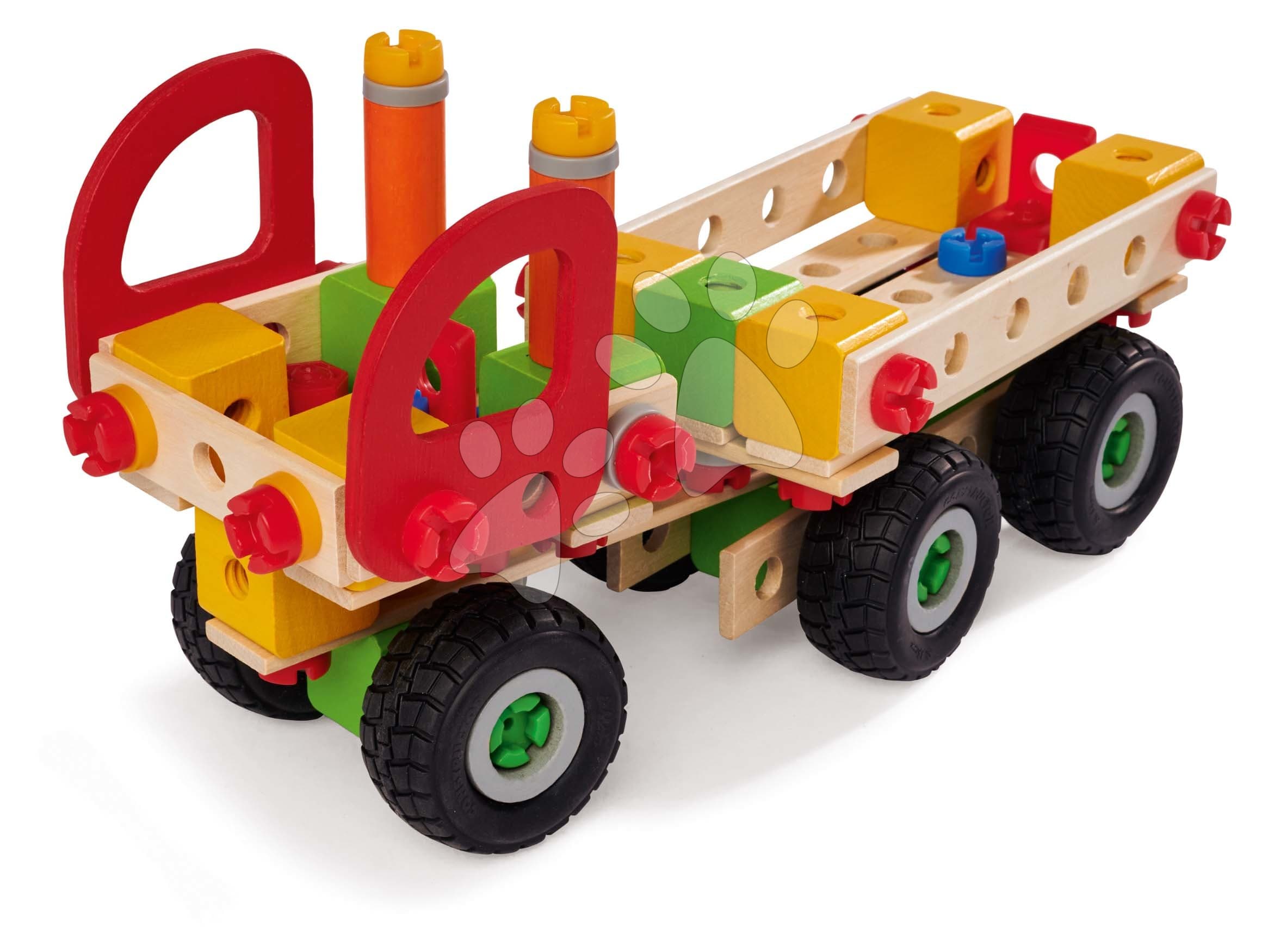 Drevená stavebnica nákladné auto Constructor Trucks Eichhorn 4 modely 135 dielov od 5 rokov 1