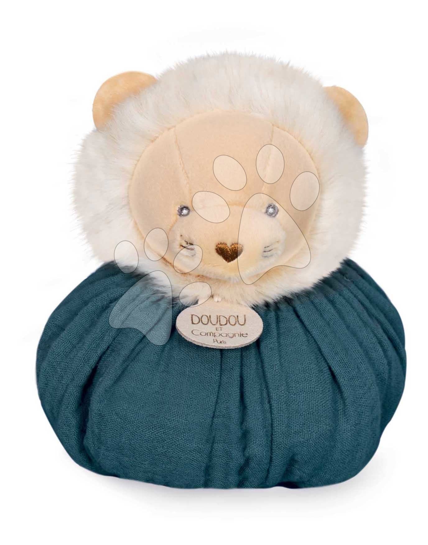Plyšový lev na maznanie Doudou Boule 3v1 Doudou et Compagnie zelený 25 cm od 0 mes 1
