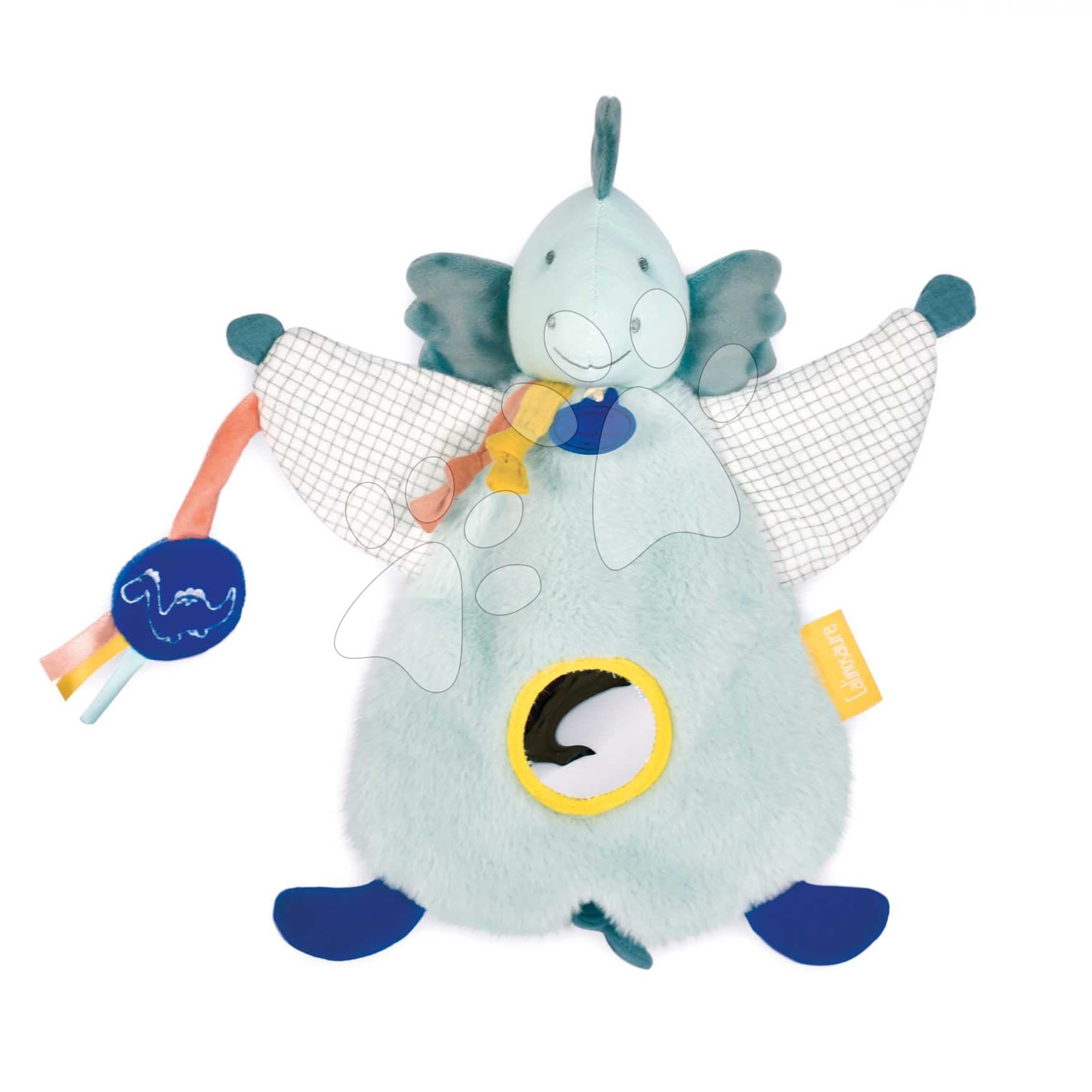Plyšový dinosaurus na bábkové divadlo Dino Filou Hand Puppet Doudou et Compagnie modrý 25 cm od 0 mes
