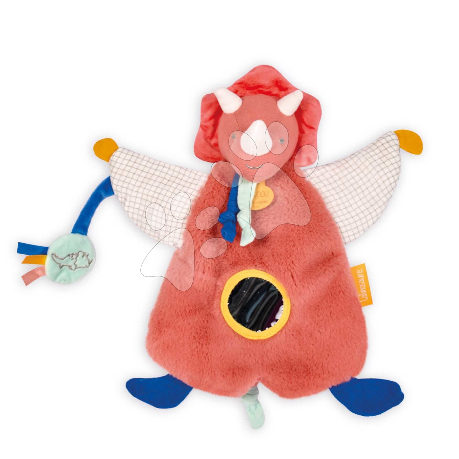 Plyšový dinosaurus na bábkové divadlo Dino Lou Hand Puppet Doudou et Compagnie červený 25 cm od 0 mes