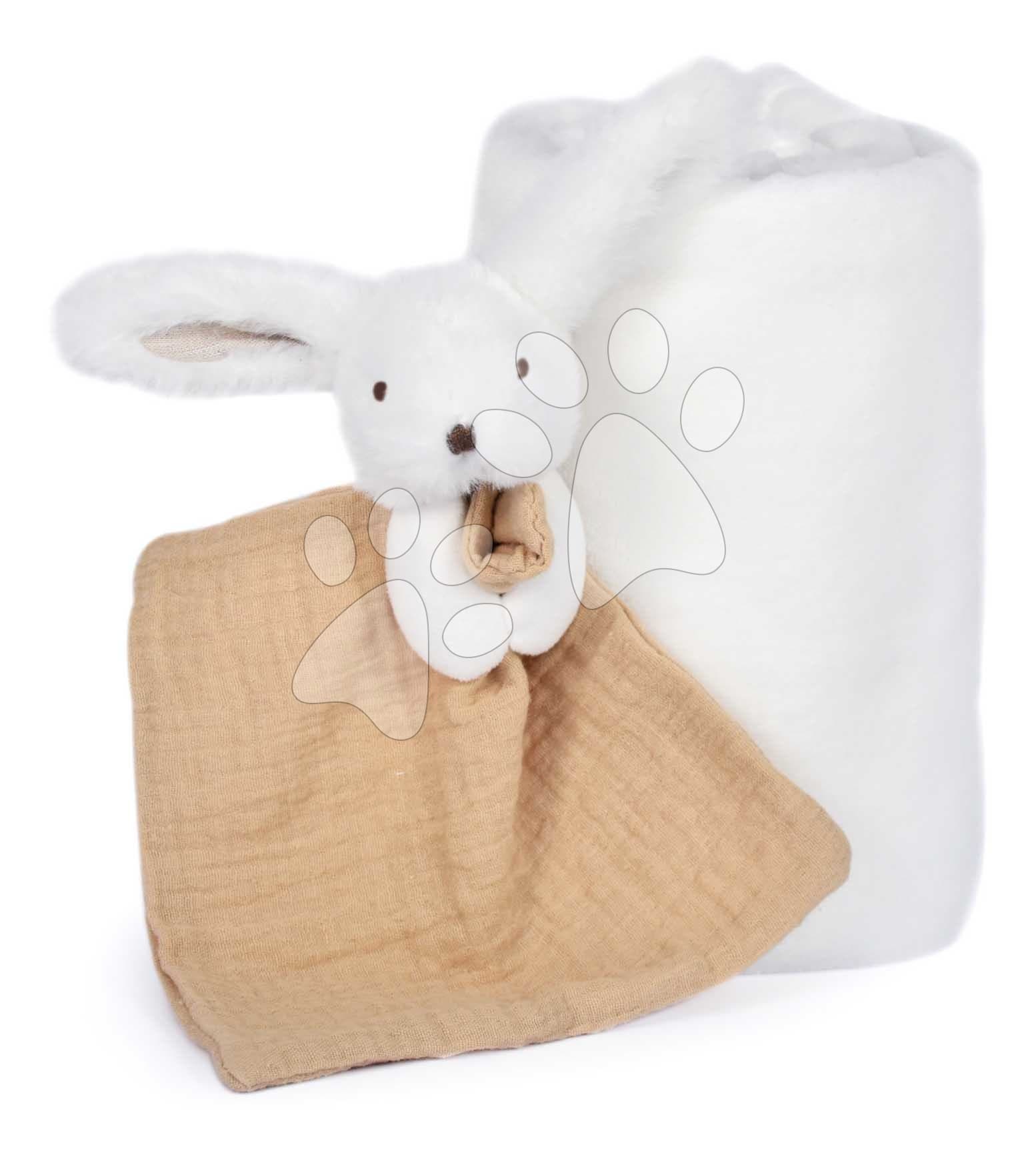 Deka pre najmenších so zajačikom na maznanie Happy Wild Doudou et Compagnie v darčekovom balení biela 70*100 cm od 0 mes