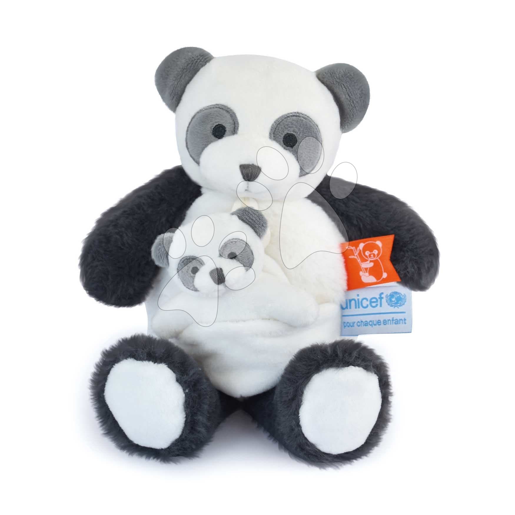 Plyšová panda s mláďatkom Panda Unicef Collection Doudou et Compagnie v darčekovom balení biela 25 cm od 0 mes