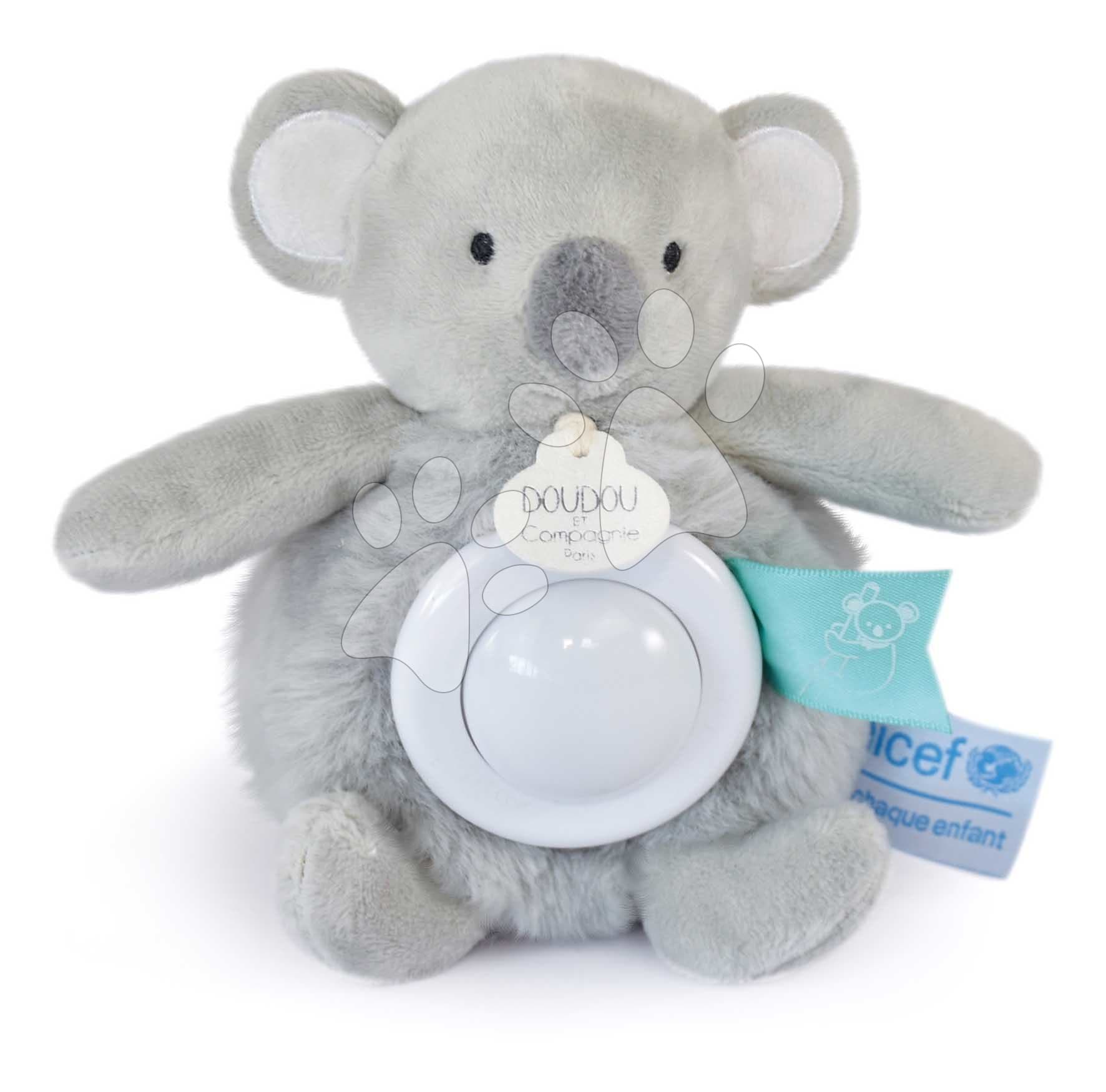 Plyšová koala so svetlom Koala Nightlight Unicef Collection Doudou et Compagnie v darčekovom balení sivá 15 cm od 0 mes