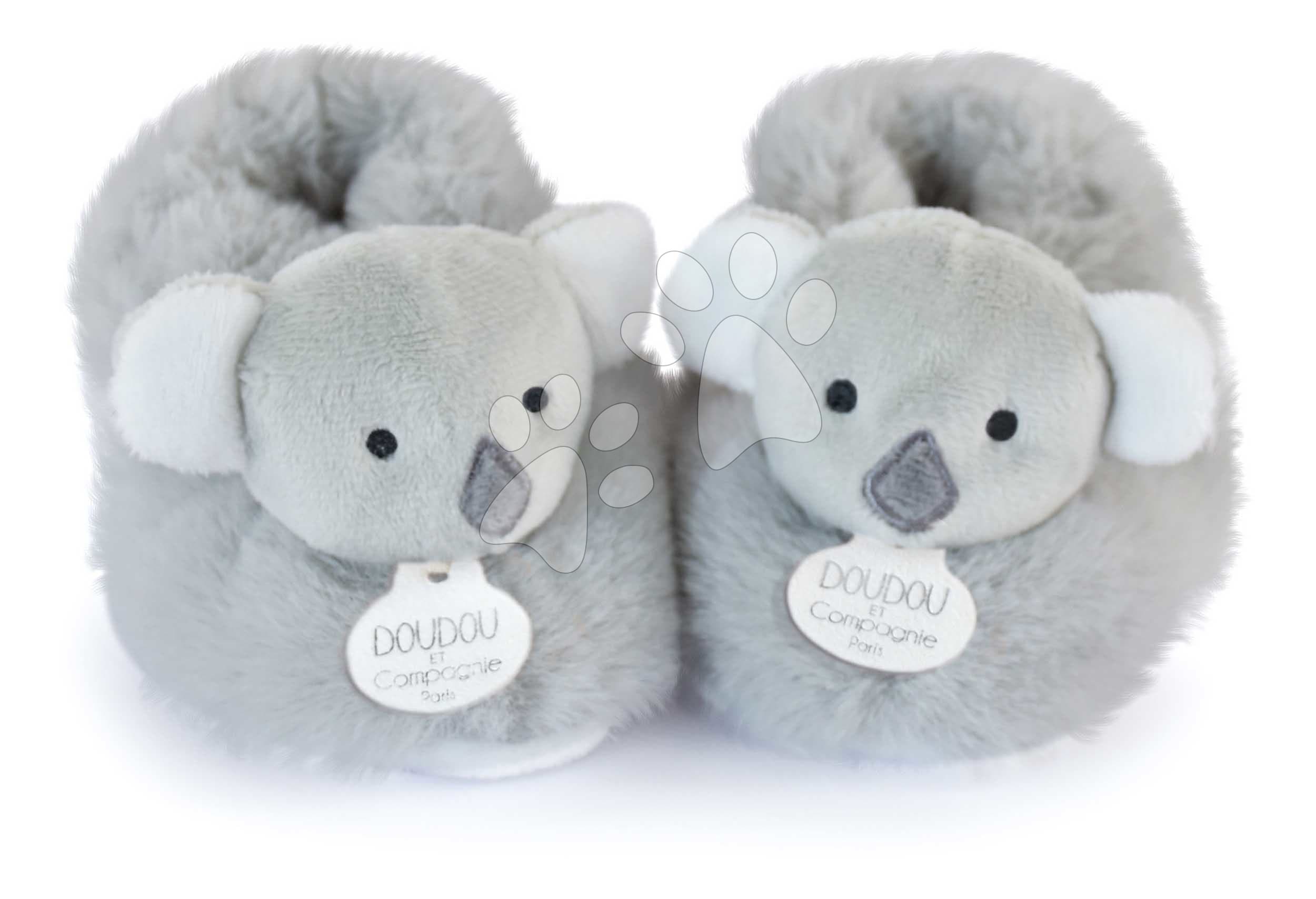 Papučky pre bábätko Koala Booties Unicef Collection Doudou et Compagnie v darčekovom balení sivé 0-6 mes 1