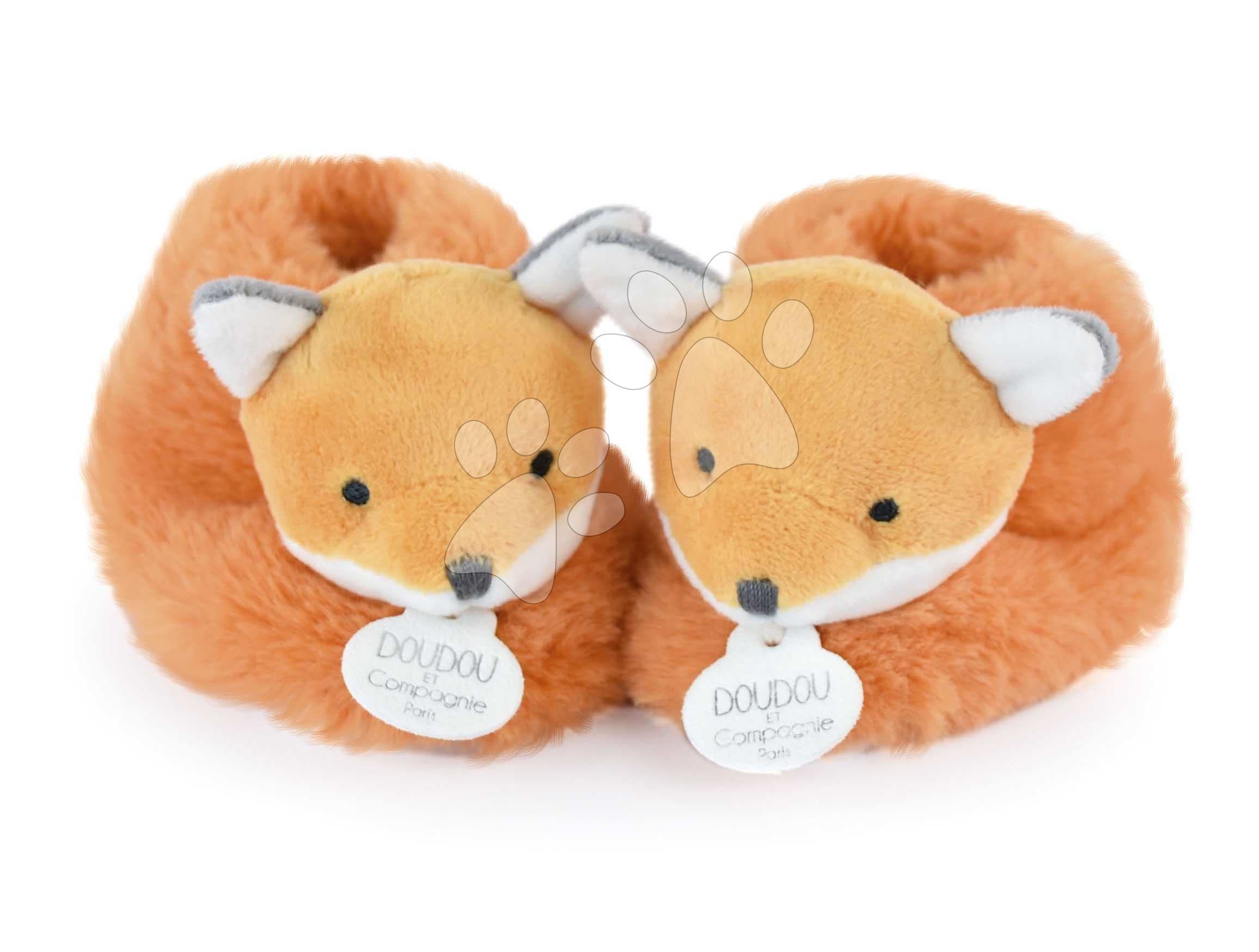 Papučky pre bábätko Fox Booties Unicef Collection Doudou et Compagnie v darčekovom balení oranžové 0-6 mes