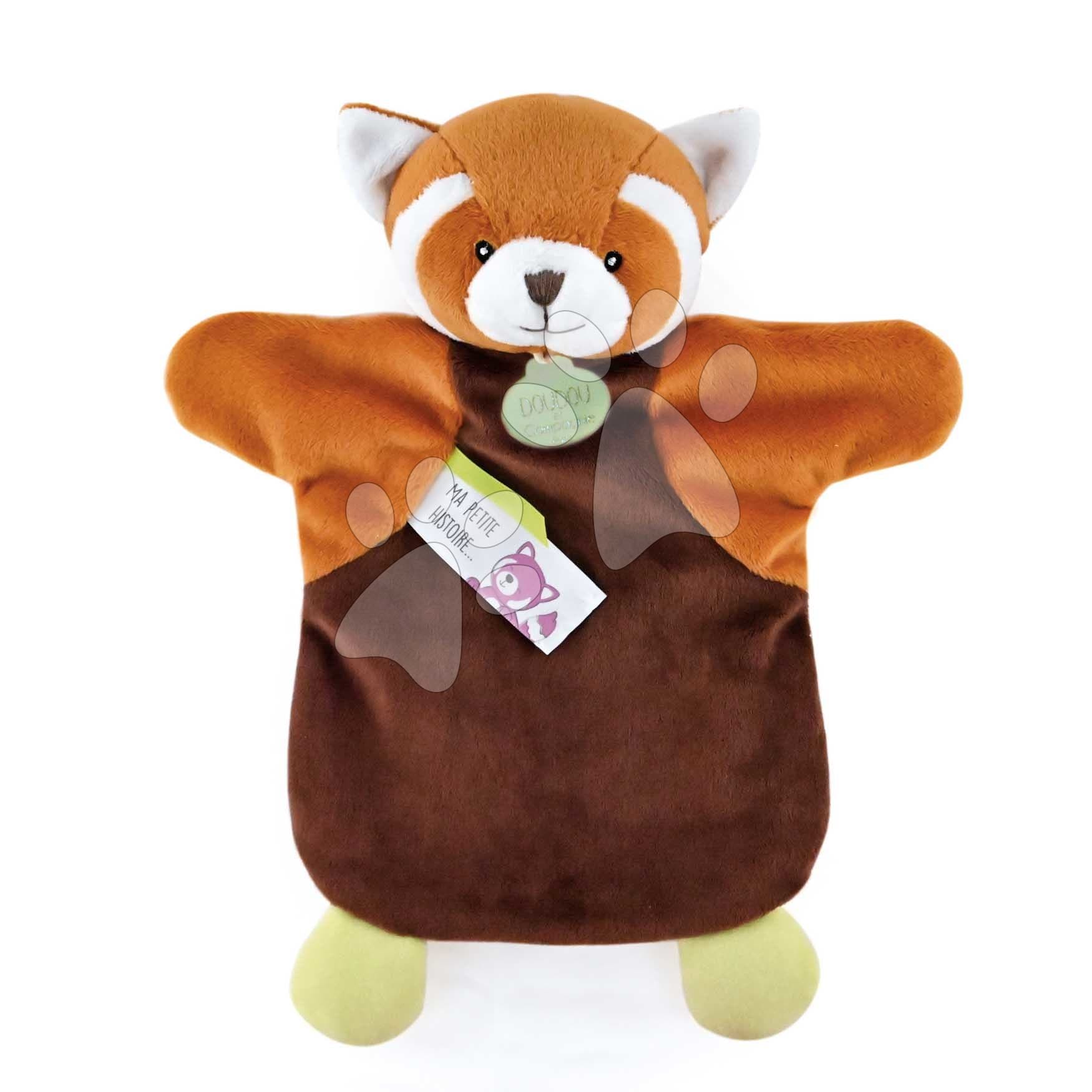 Plyšová panda na bábkové divadlo Red Panda Hand Puppet Doudou et Compagnie červená 25 cm od 0 mes 1