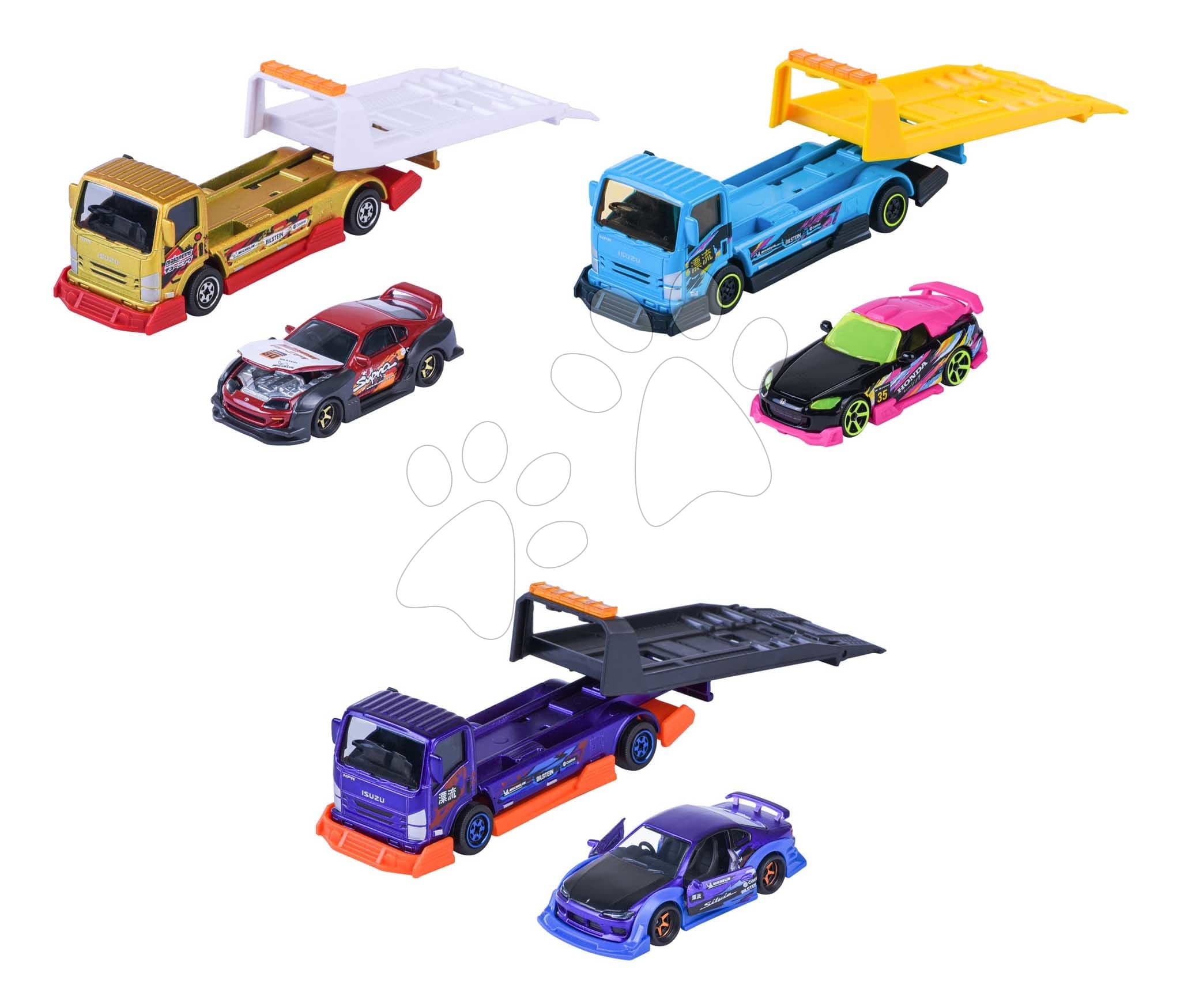 Transportér s autíčkom JDM Legends Majorette kovové s gumenými kolieskami 3 rôzne druhy 1