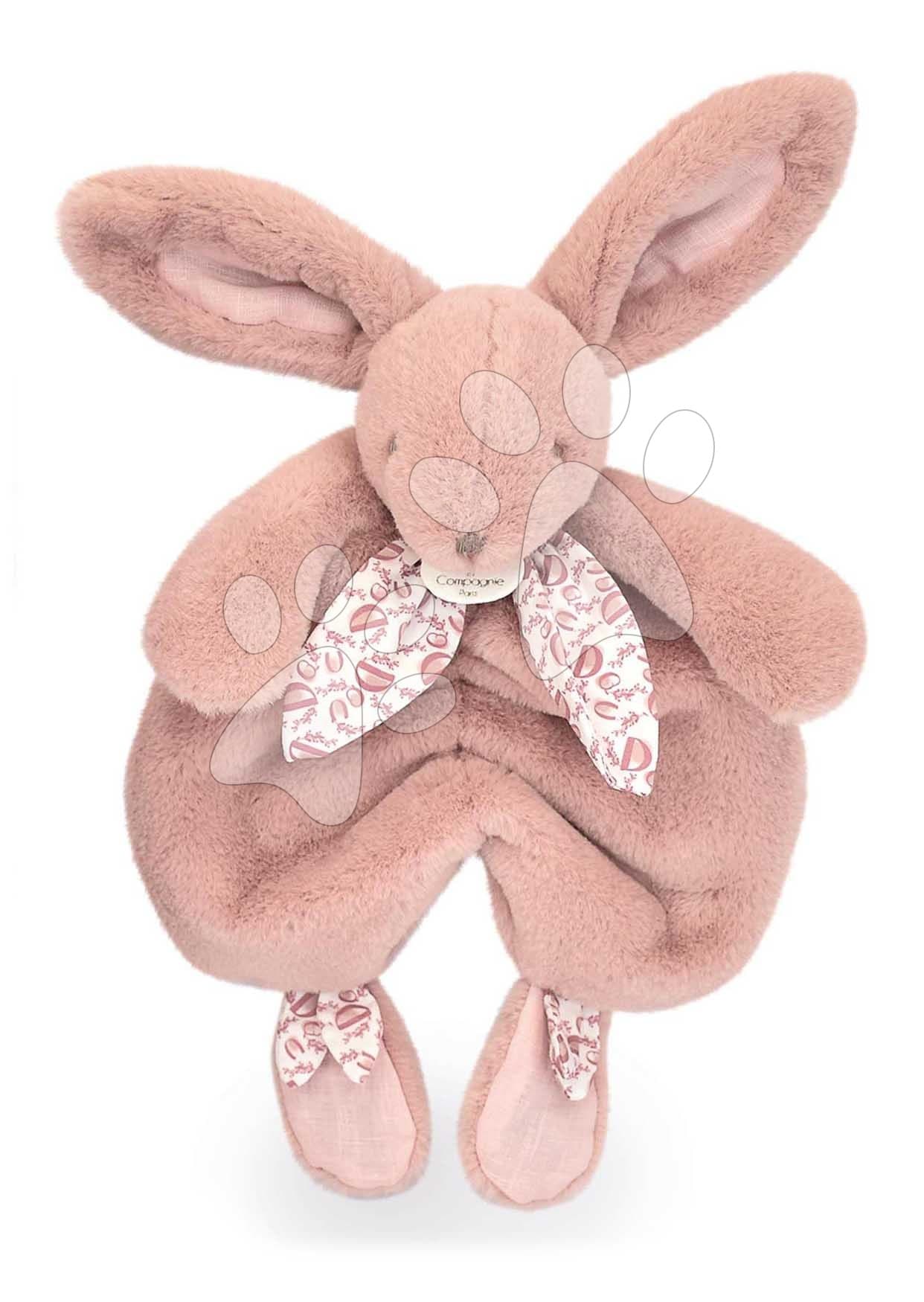 Plyšový zajačik na maznanie Bunny Comforter Pink Doudou et Compagnie v darčekovom balení ružový 29 cm od 0 mes