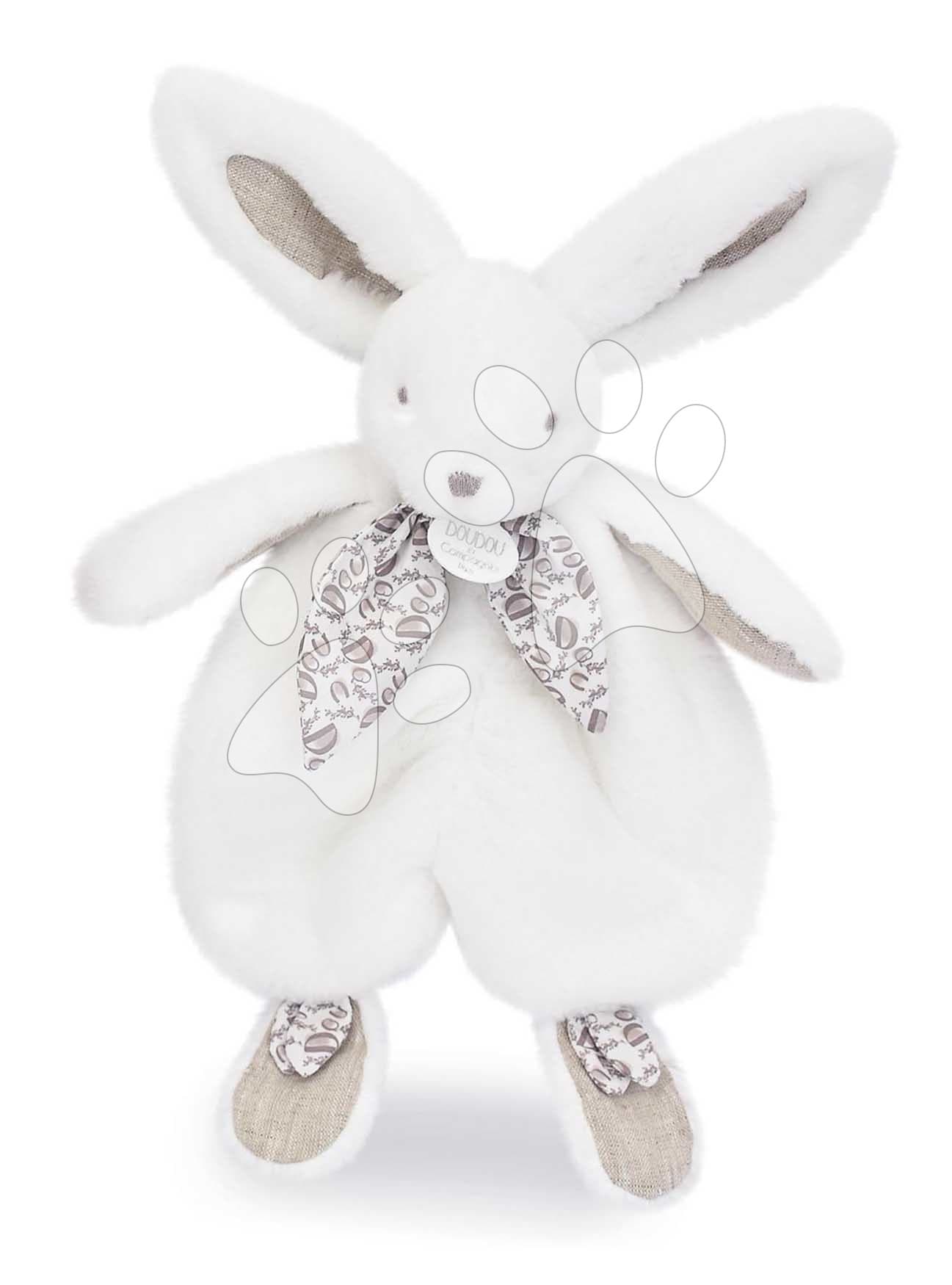 Plyšový zajačik na maznanie Bunny Comforter White Doudou et Compagnie v darčekovom balení biely 29 cm od 0 mes 1