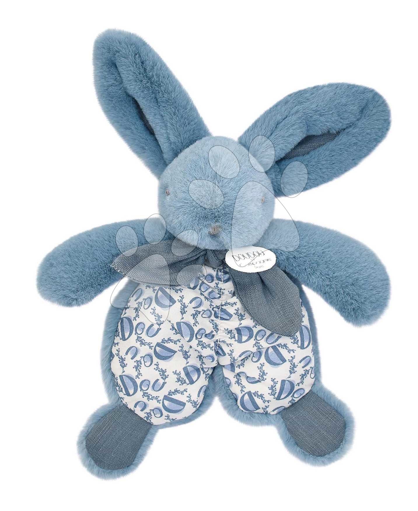 Plyšový zajačik na maznanie Bunny Comforter Blue Doudou et Compagnie v darčekovom balení modrý 18 cm od 0 mes 1
